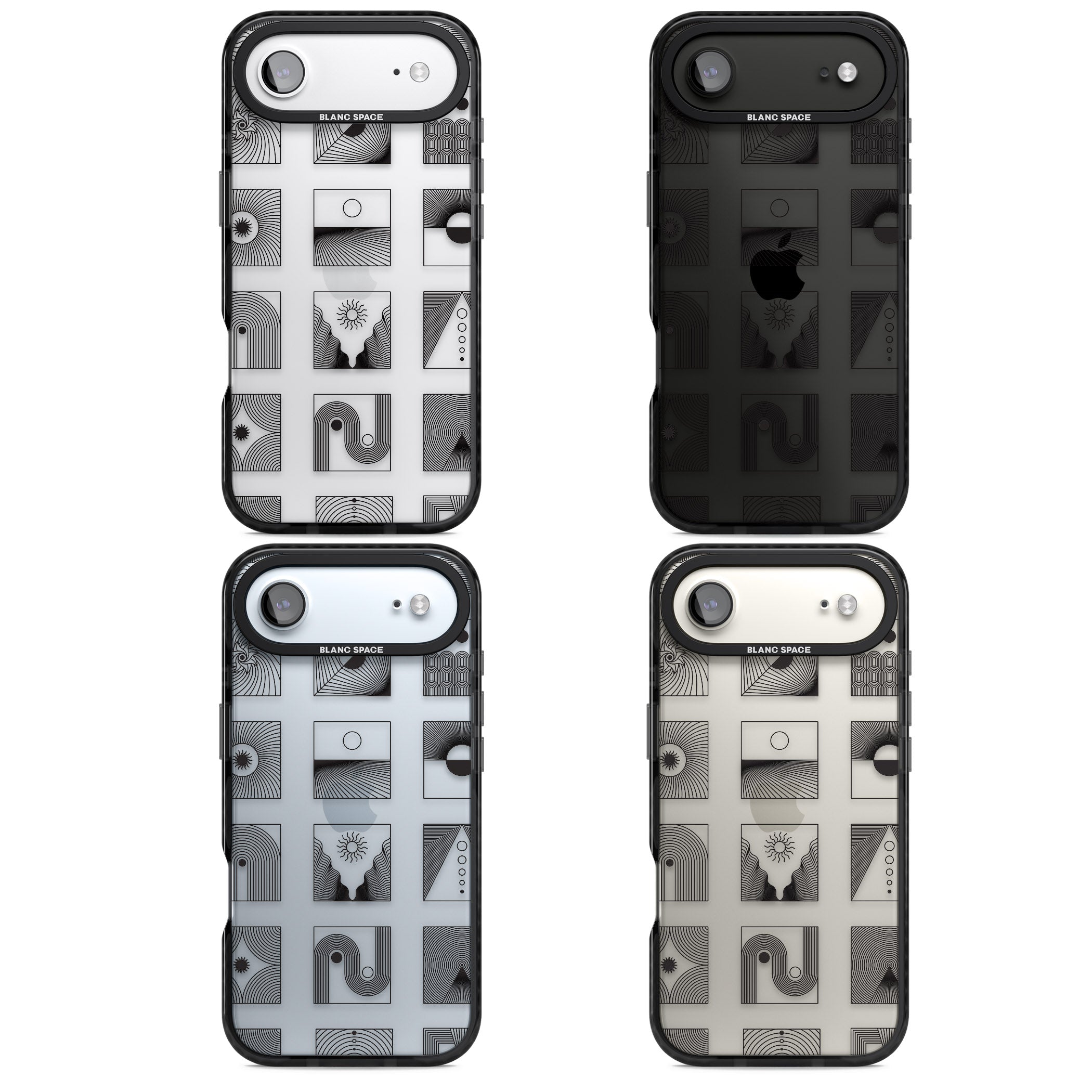 Geometric Pattern Trio: Artistic Blend iPhone 17 Air Impact Black Phone Case APT Impact Protection