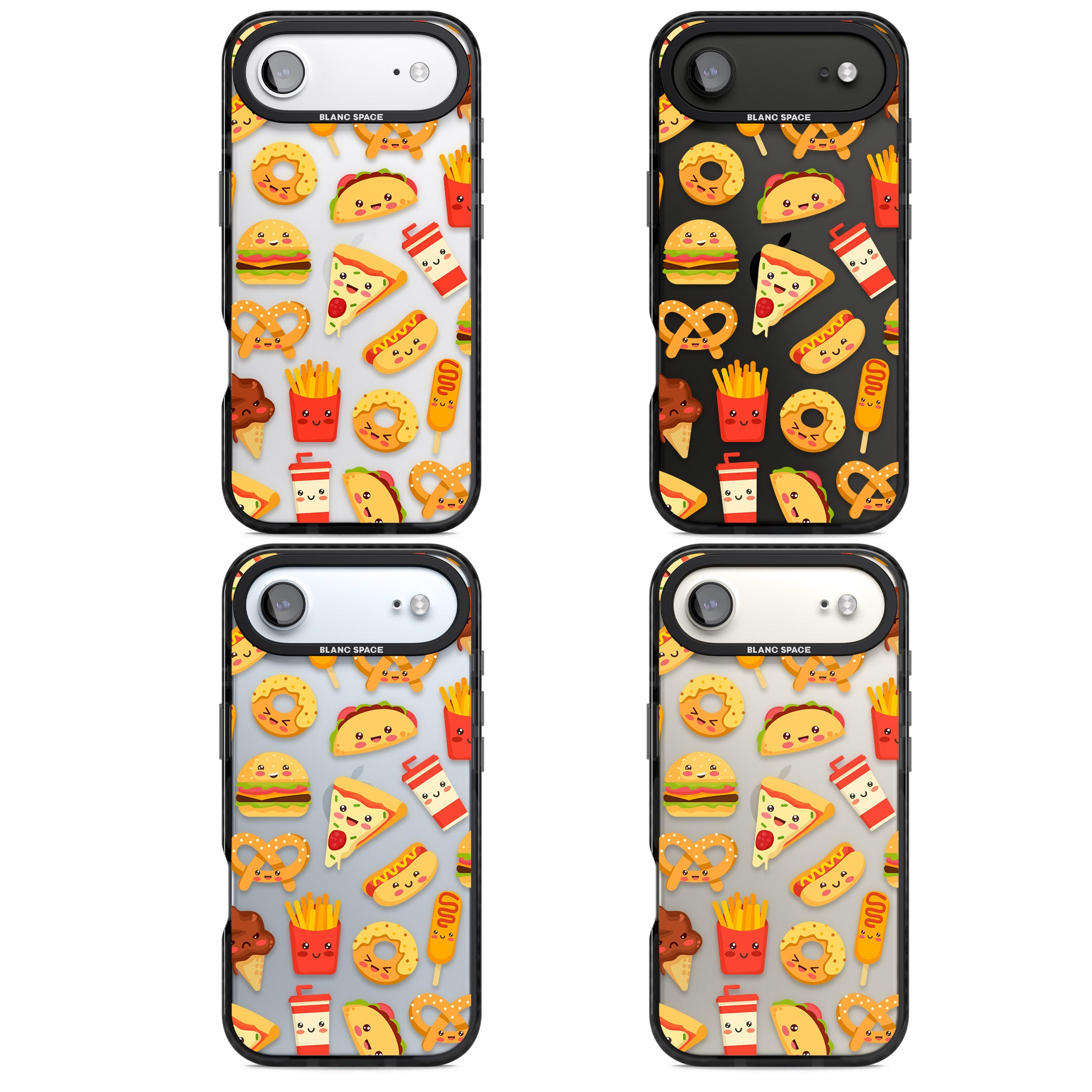 Fast Food Patterns Kawaii Fast Food Mix iPhone 17 Air Impact Black Phone Case APT Impact Protection