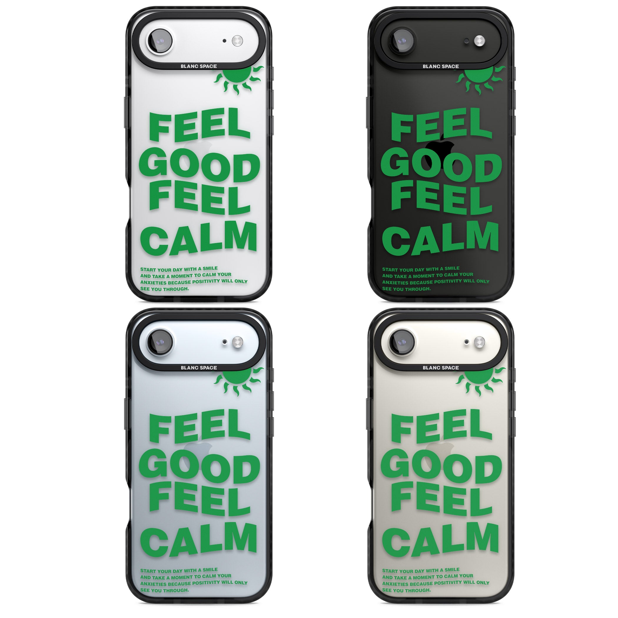 Feel Good Feel Calm (Green) iPhone 17 Air Impact Black Phone Case APT Impact Protection