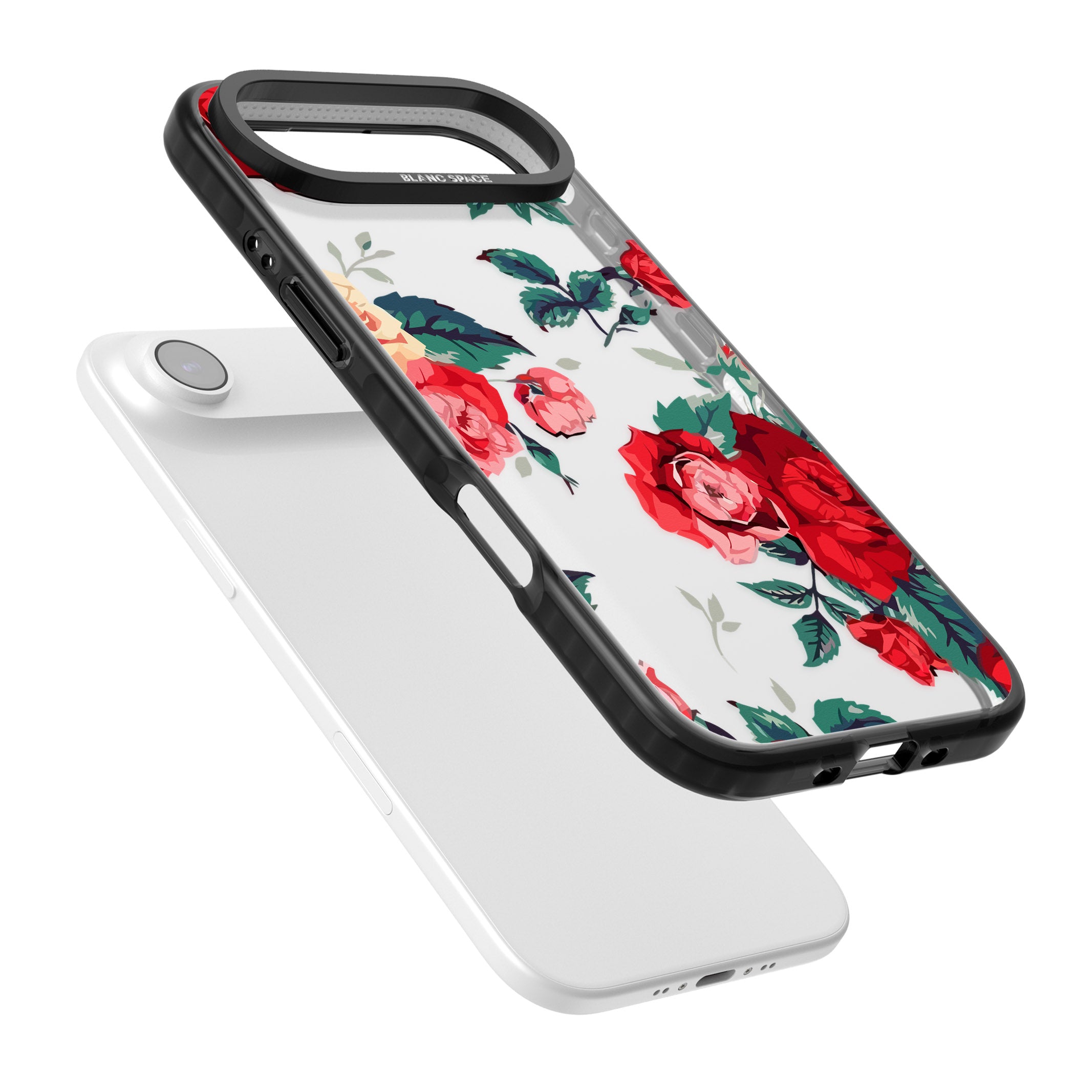 Rose Pattern iPhone 17 Air Impact Black Phone Case Colours