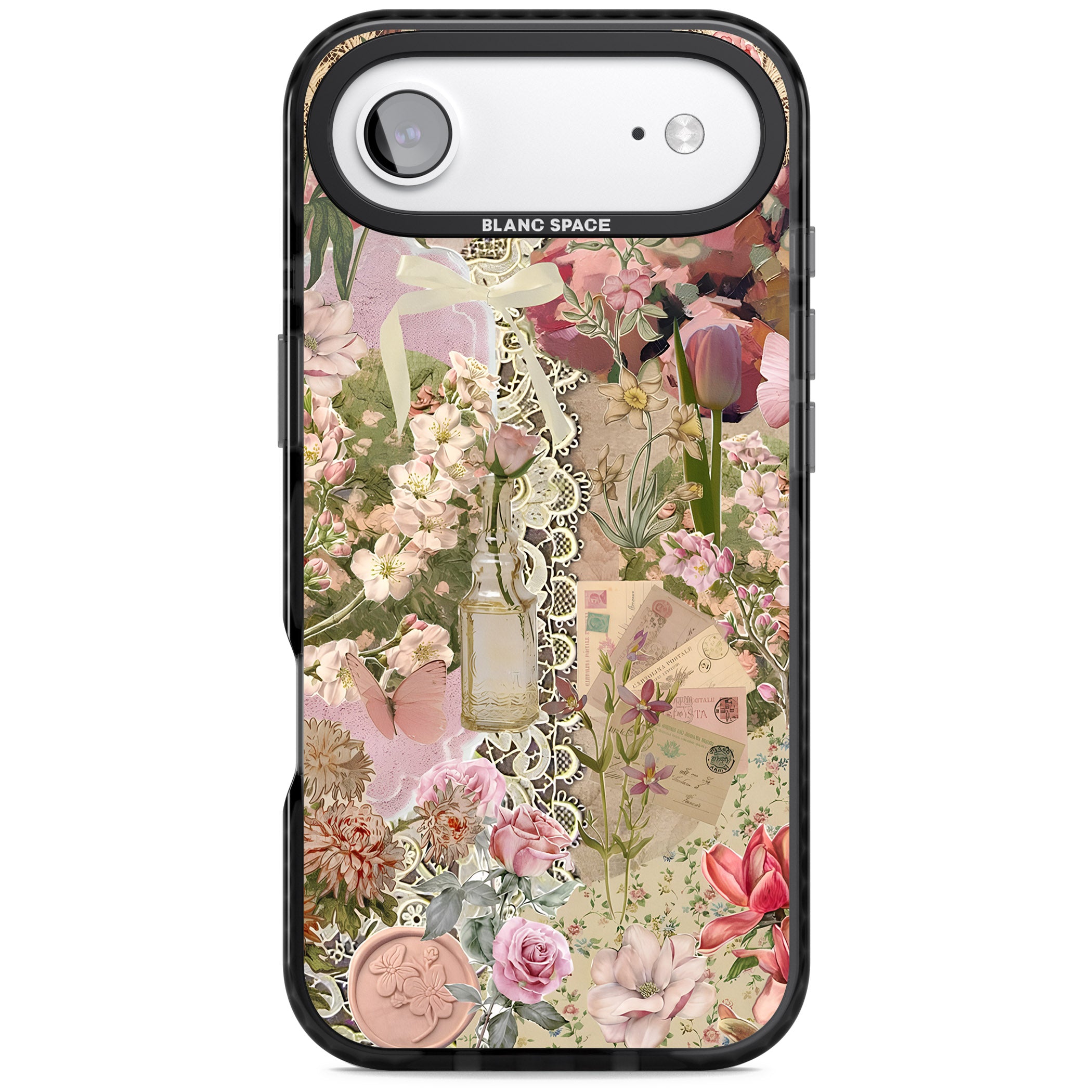 Soft Pink Flower Collage iPhone 17 Air Impact Black Phone Case