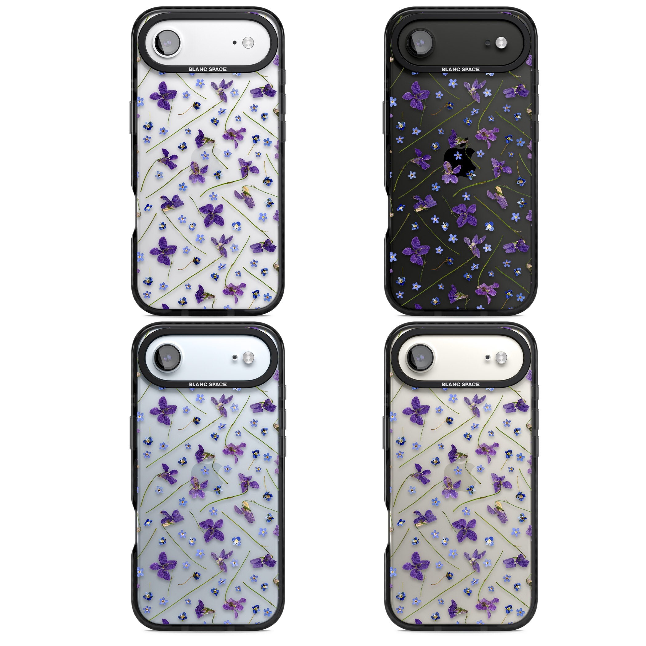 Pressed Violet Flower iPhone 17 Air Impact Black Phone Case APT Impact Protection