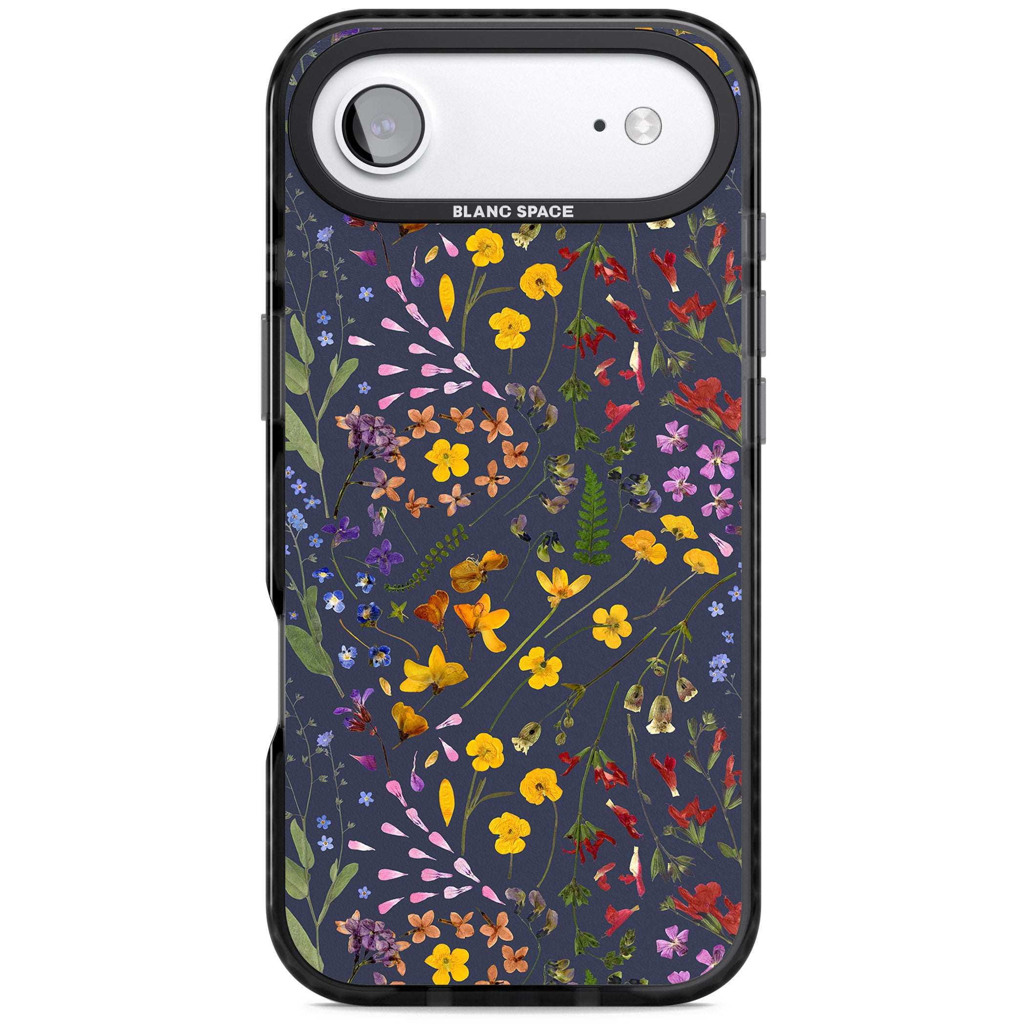 Wildflower Leaves Cluster Navy iPhone 17 Air Impact Black Phone Case