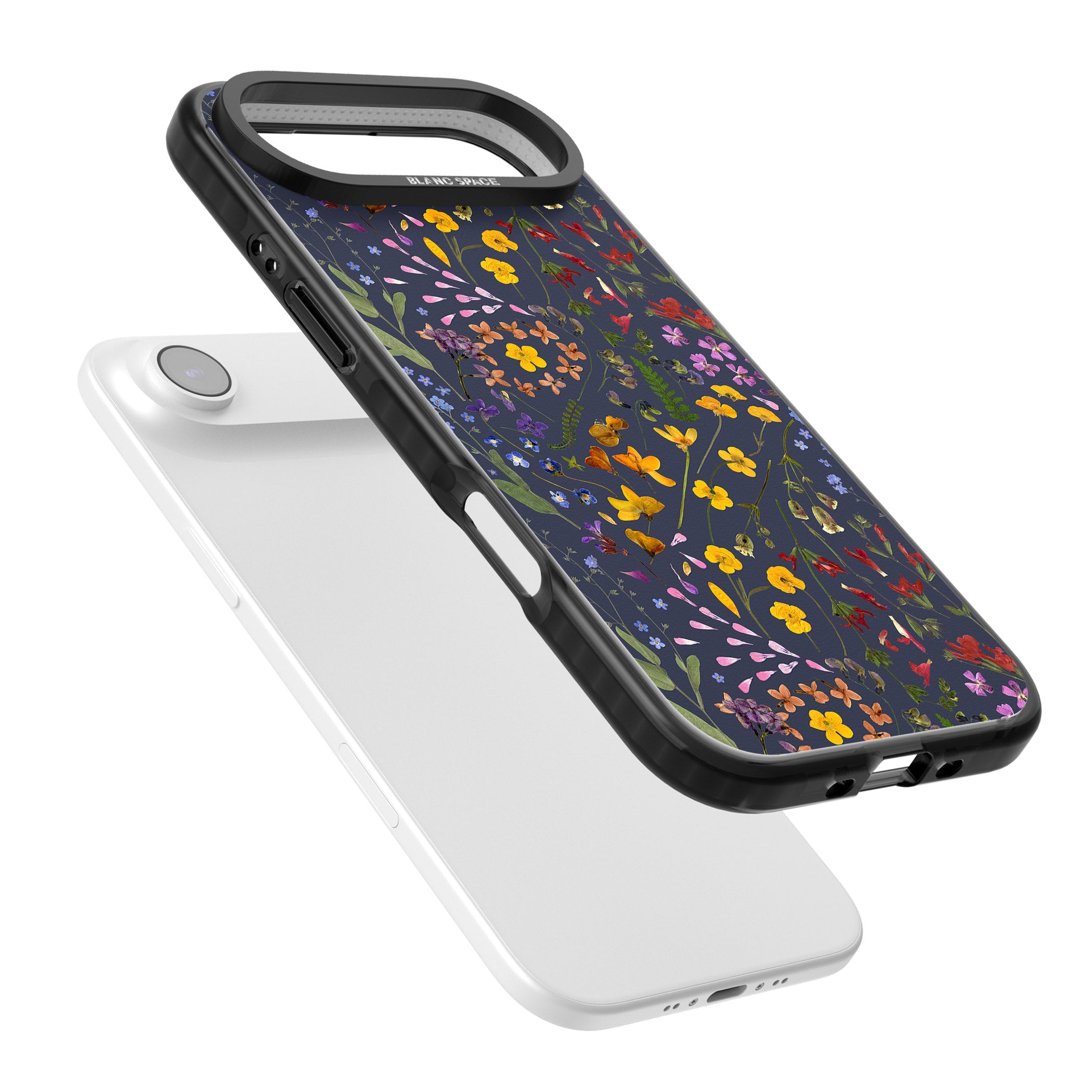 Wildflower Leaves Cluster Navy iPhone 17 Air Impact Black Phone Case Colours