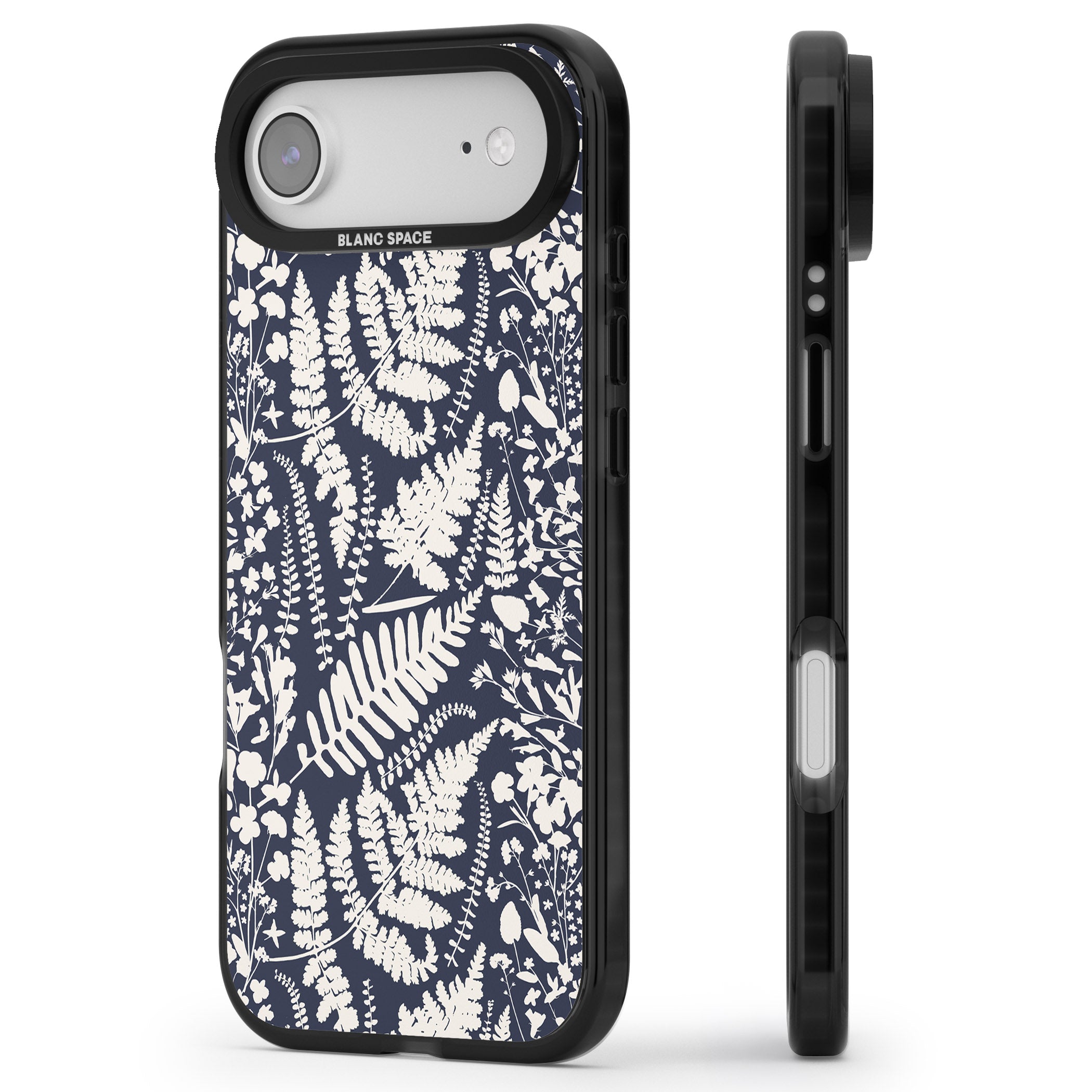 Wildflowers & Ferns On Navy iPhone 17 Air Impact Black Phone Case Side Profile