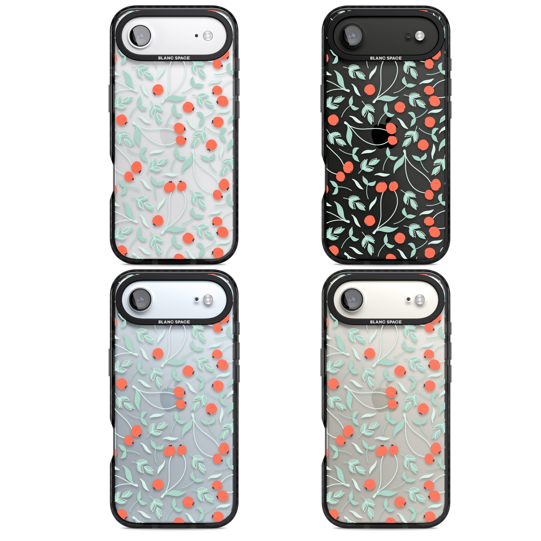 Red Berries Floral iPhone 17 Air Impact Black Phone Case APT Impact Protection