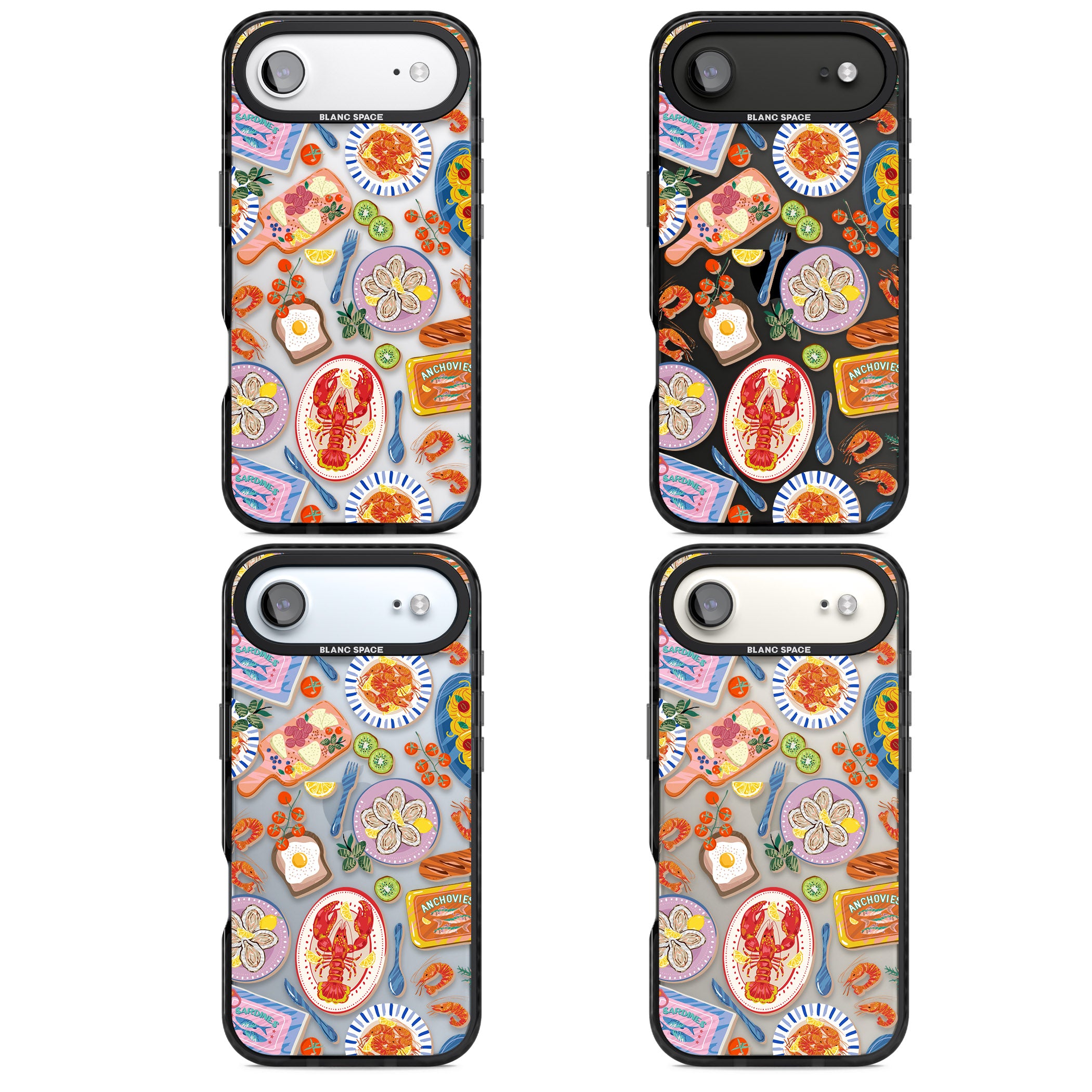 Seafood Pattern iPhone 17 Air Impact Black Phone Case APT Impact Protection