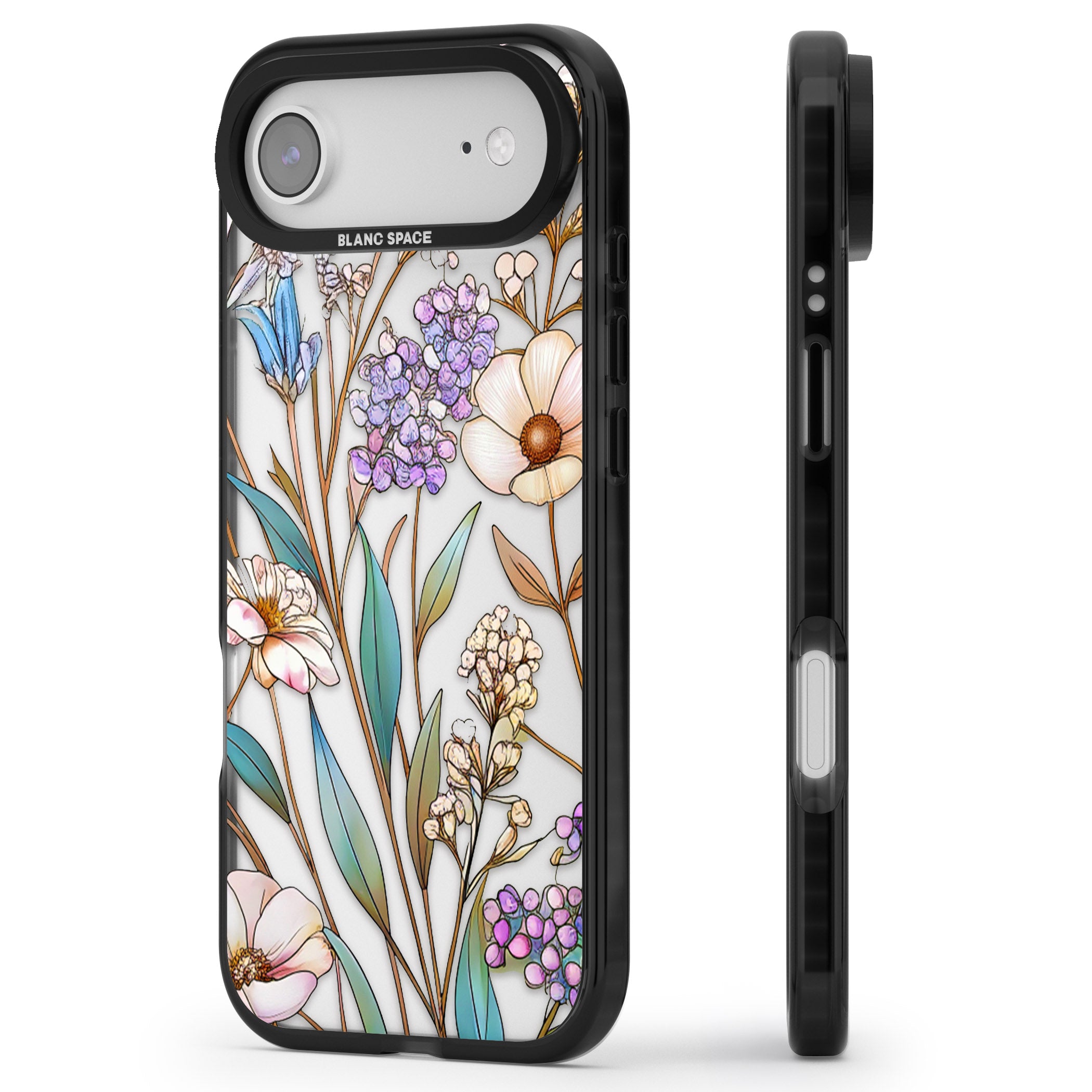 Glass Wildflower Mix iPhone 17 Air Impact Black Phone Case Side Profile
