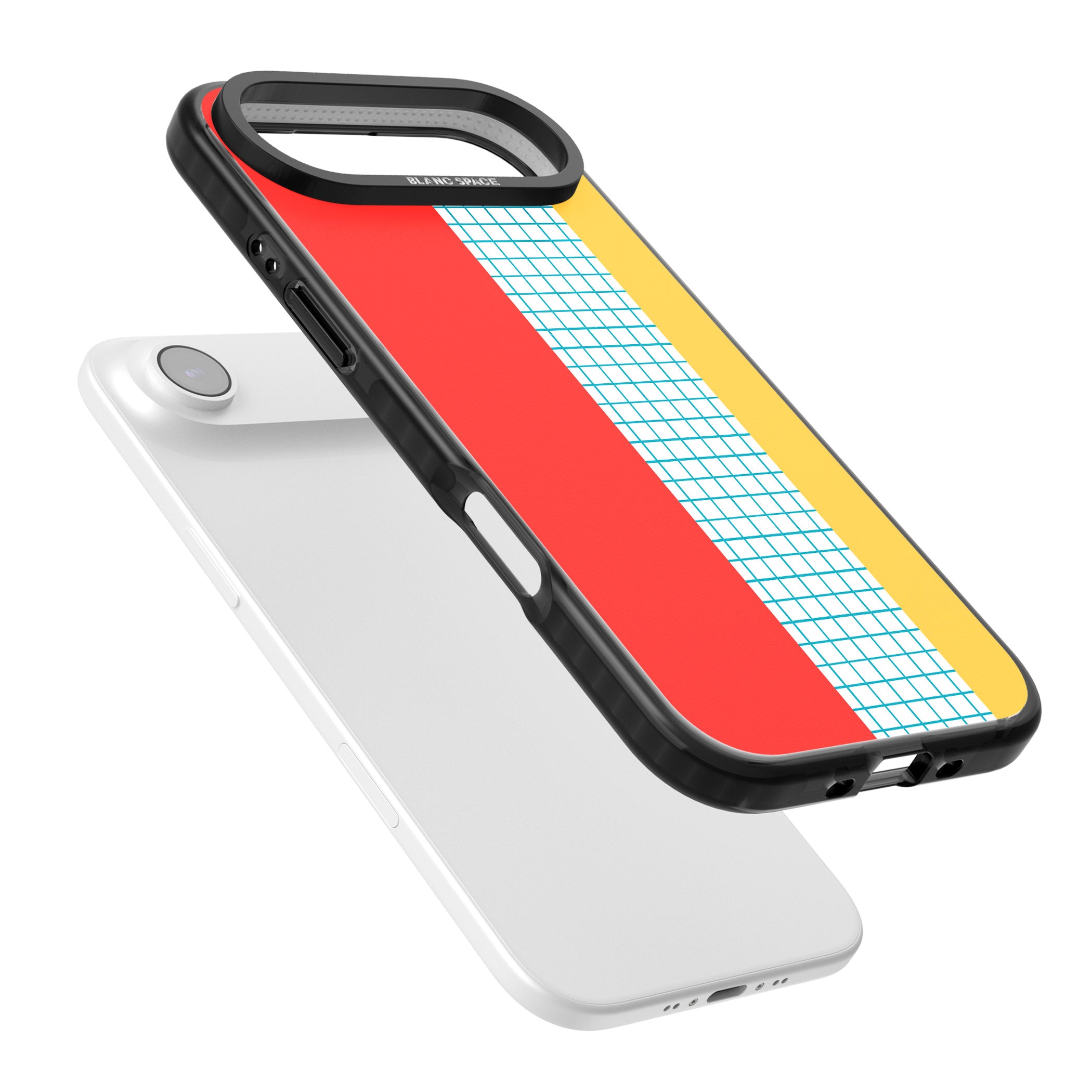Abstract Grid Red, Blue, Yellow iPhone 17 Air Impact Black Phone Case Colours