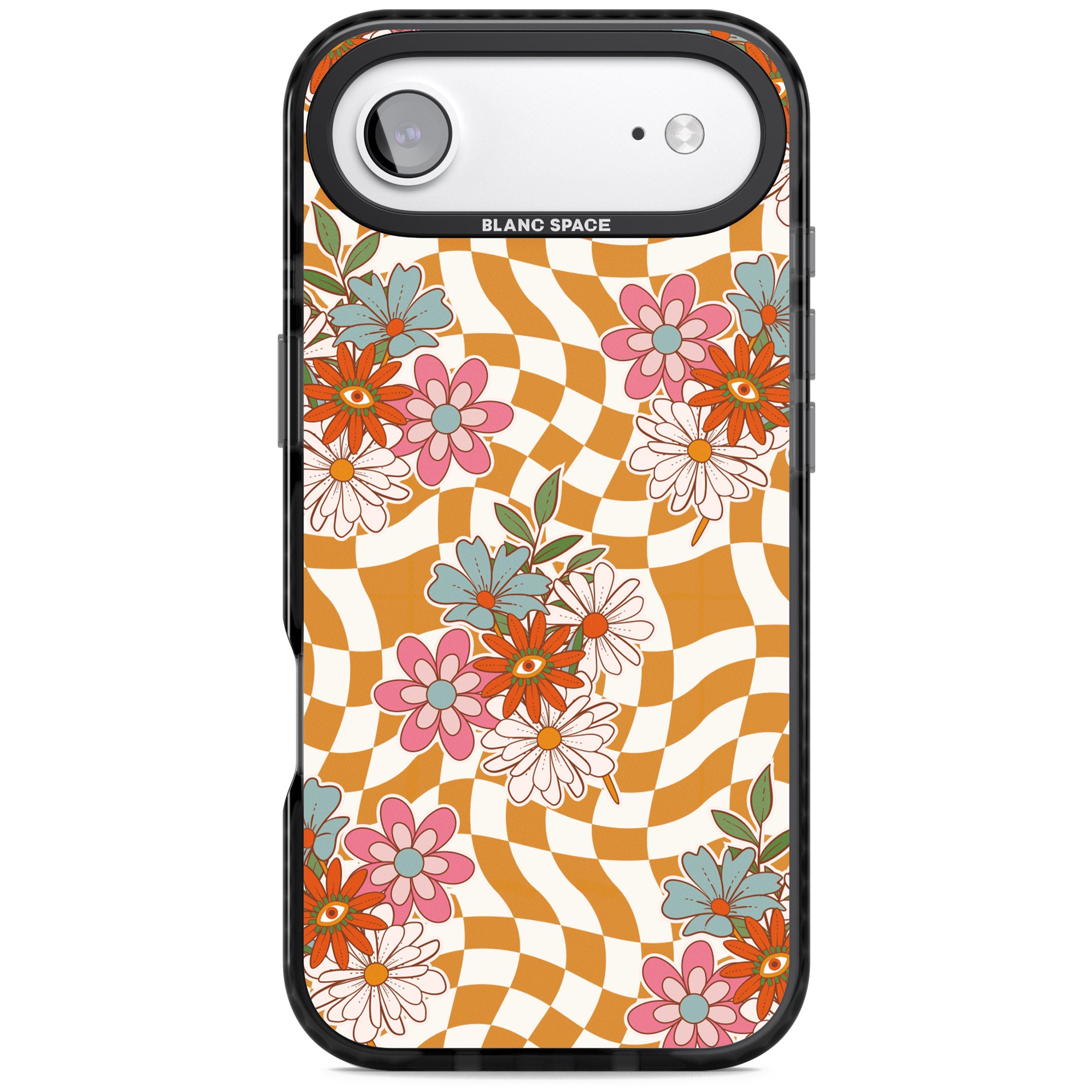 Wavy Checked Bloom iPhone 17 Air Impact Black Phone Case