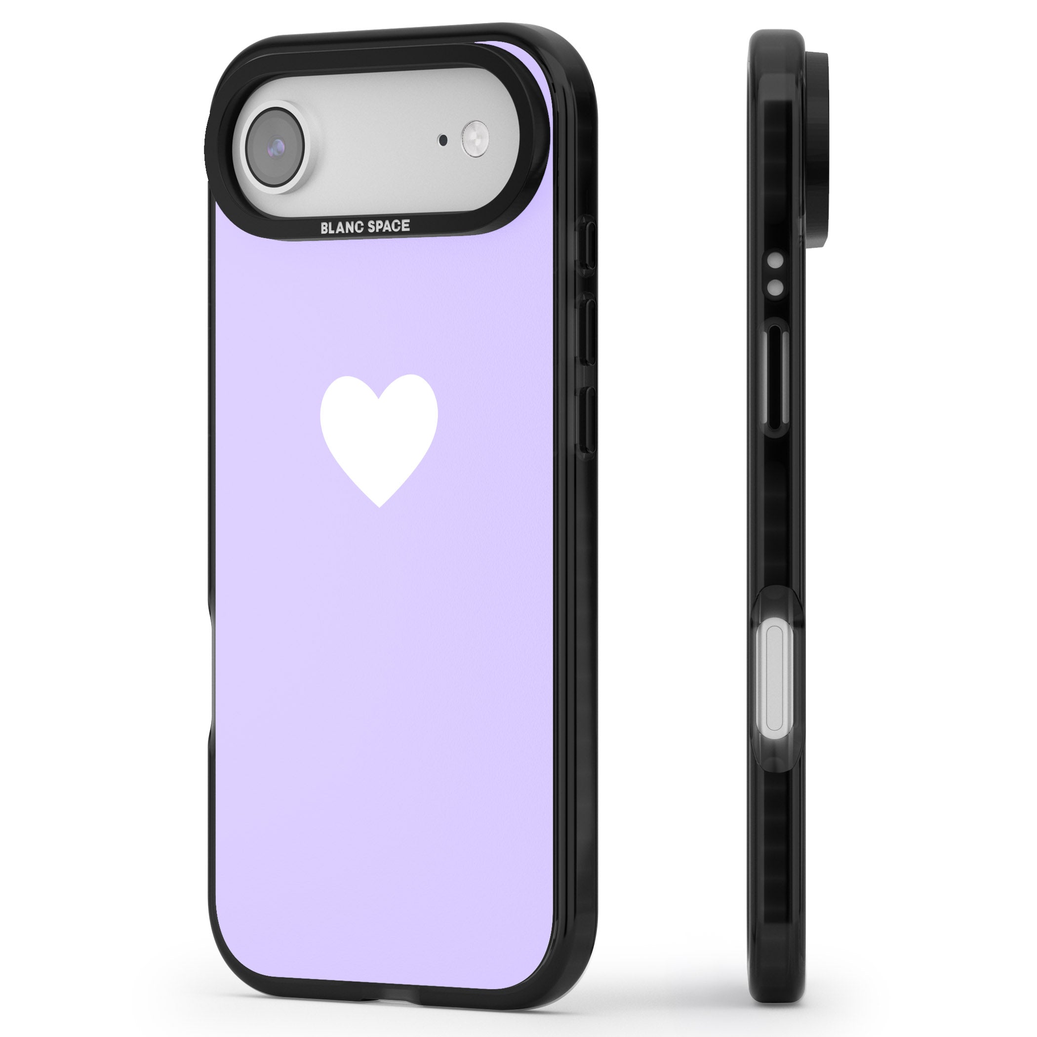 Pale Purple Heart iPhone 17 Air Impact Black Phone Case Side Profile