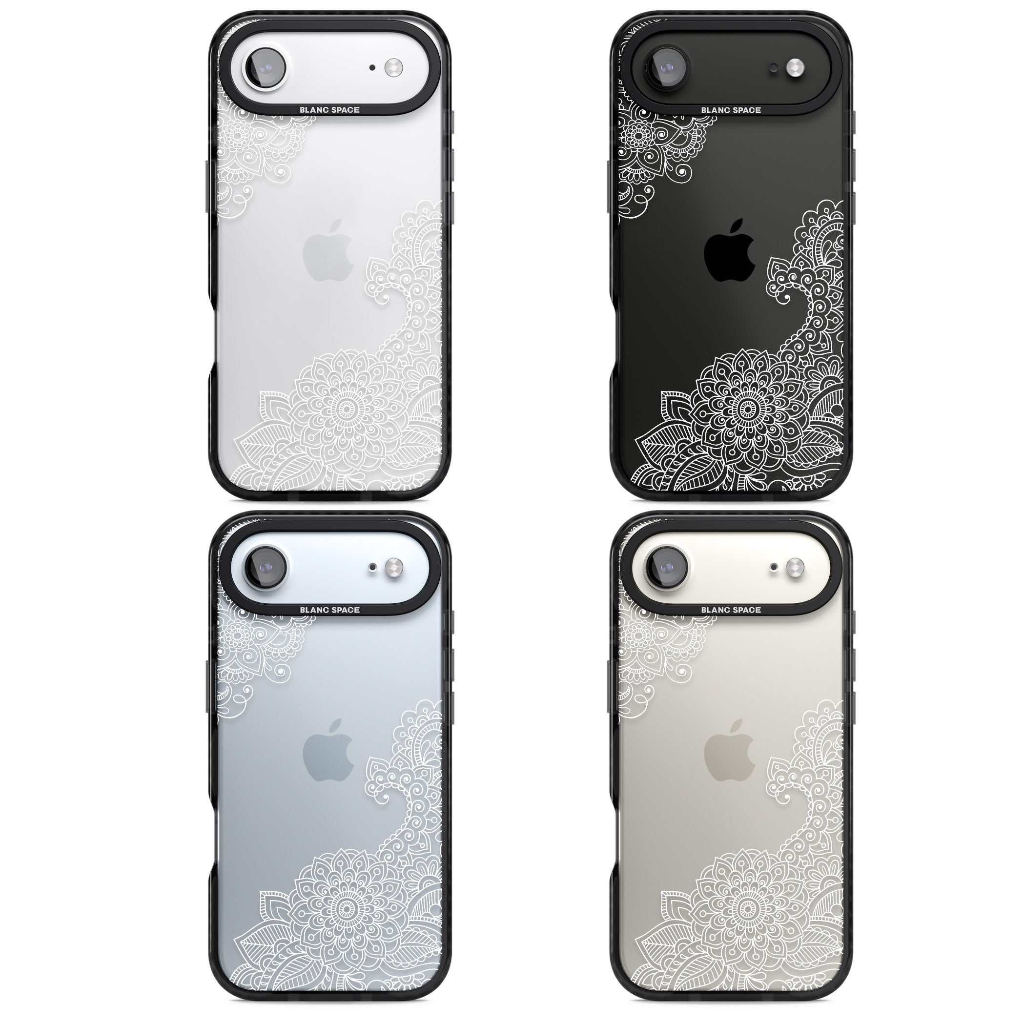 White Henna Botanicals iPhone 17 Air Impact Black Phone Case APT Impact Protection