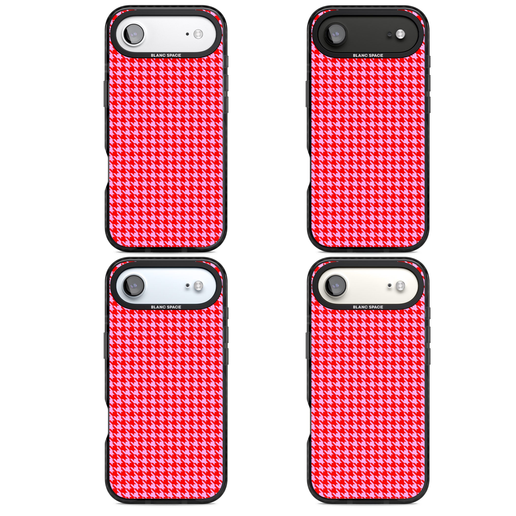 Neon Pink & Red Houndstooth iPhone 17 Air Impact Black Phone Case APT Impact Protection