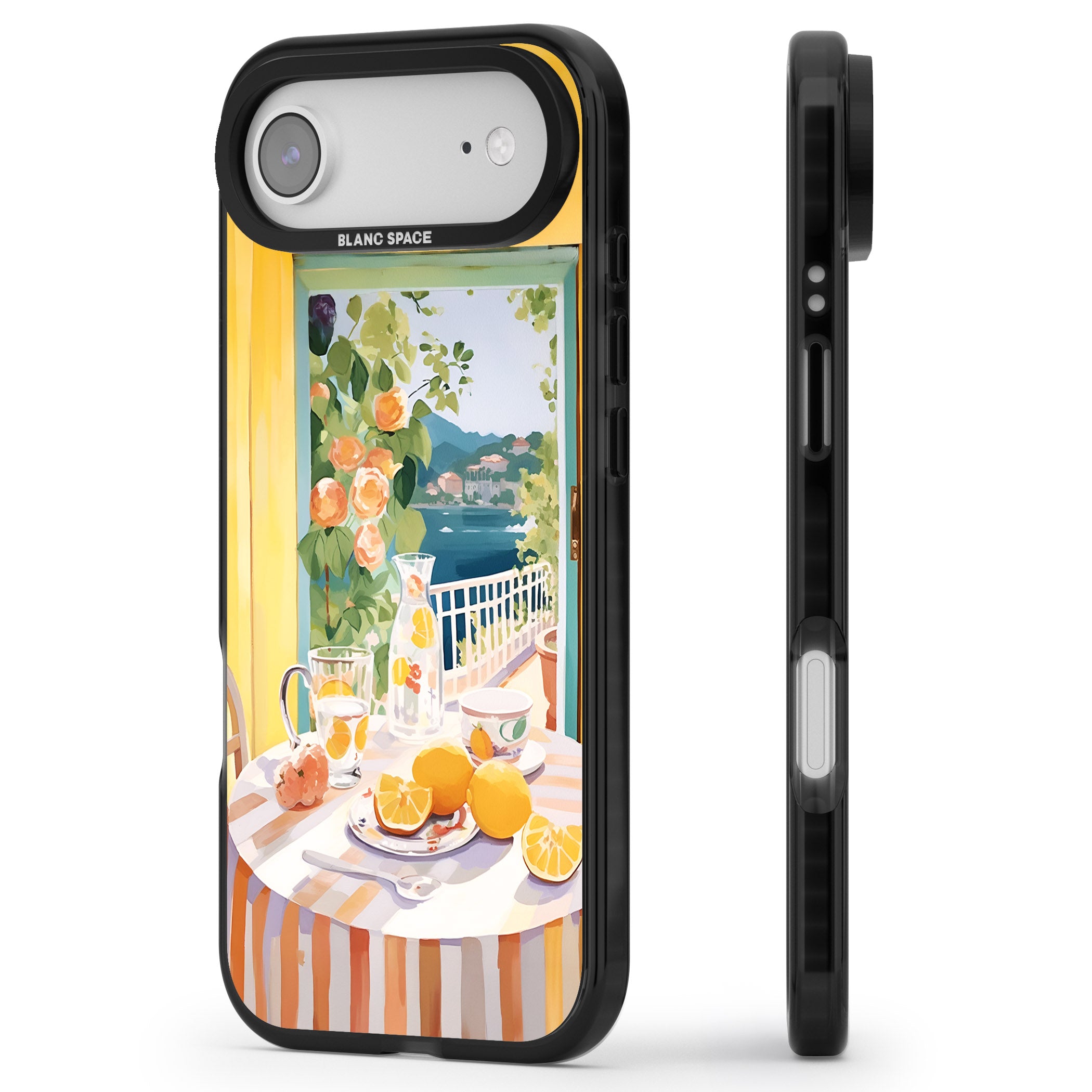 Amalfi Breakfast Balcony iPhone 17 Air Impact Black Phone Case Side Profile
