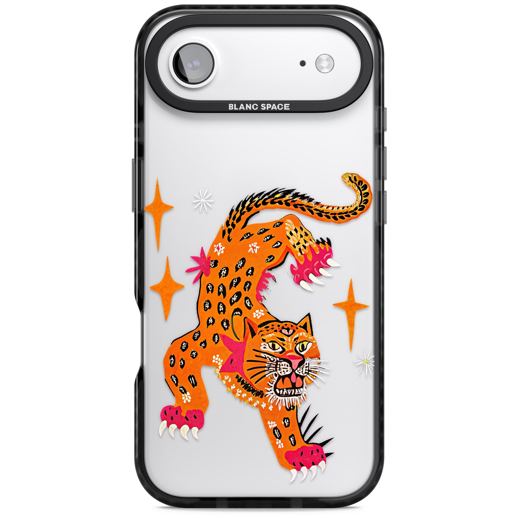 Fierce Jaguar Clear iPhone 17 Air Impact Black Phone Case