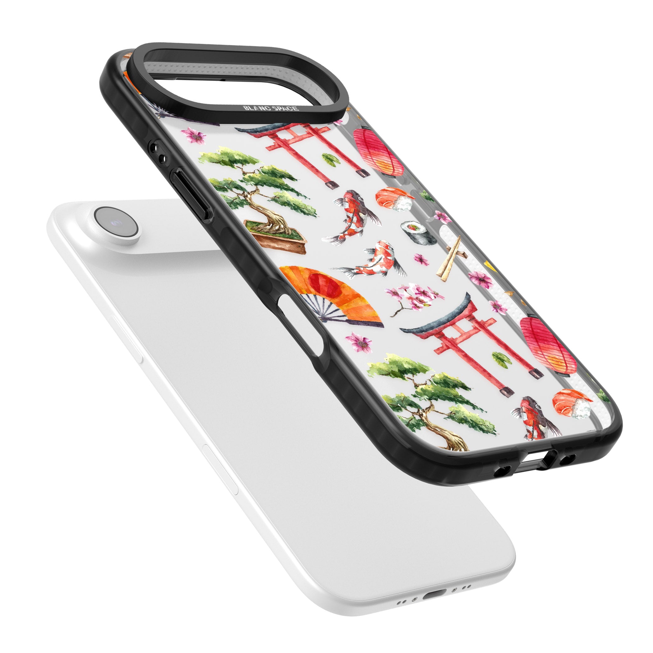 Japanese Watercolor iPhone 17 Air Impact Black Phone Case Colours