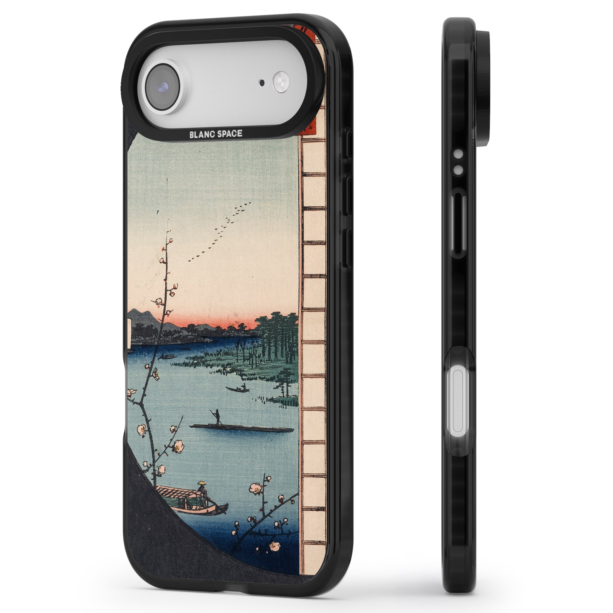 Vintage Japanese Illustrations Lake At Sunset iPhone 17 Air Impact Black Phone Case Side Profile