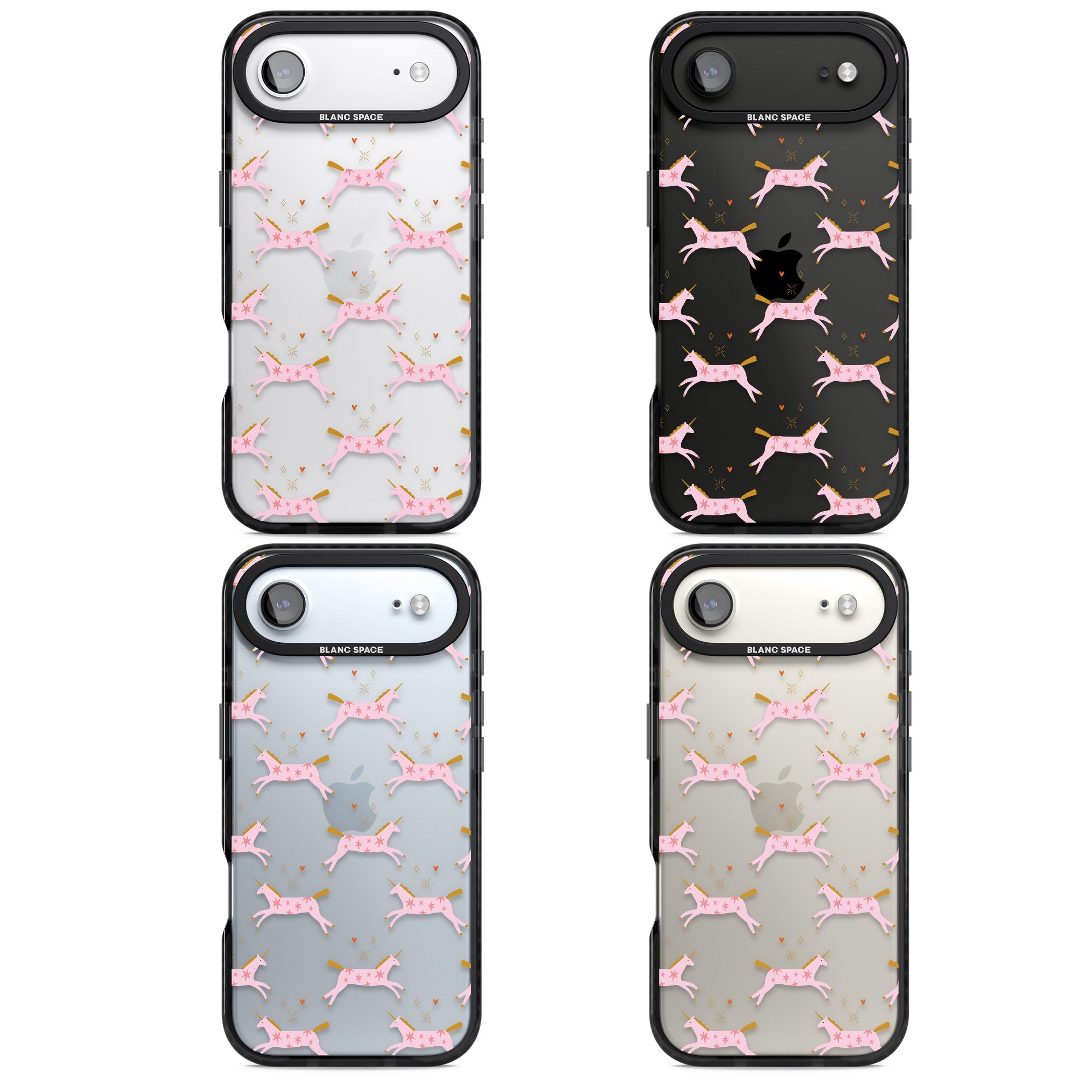 Pink Unicorn iPhone 17 Air Impact Black Phone Case APT Impact Protection