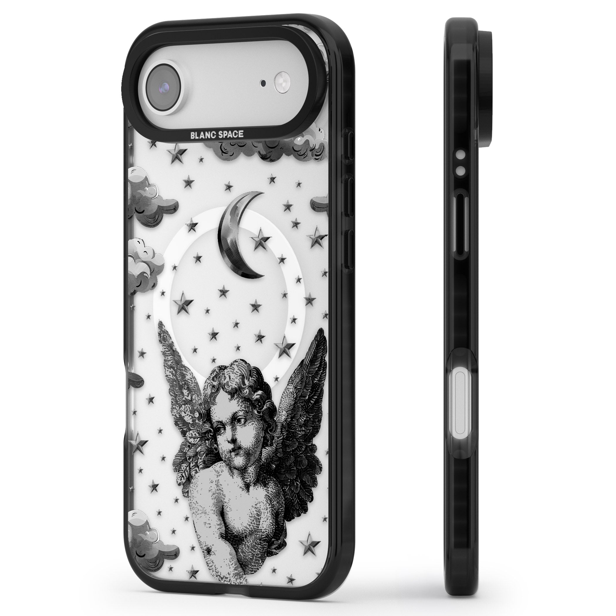 Celestial Cherub iPhone 17 Air Impact Pro Black Phone Case Side Profile