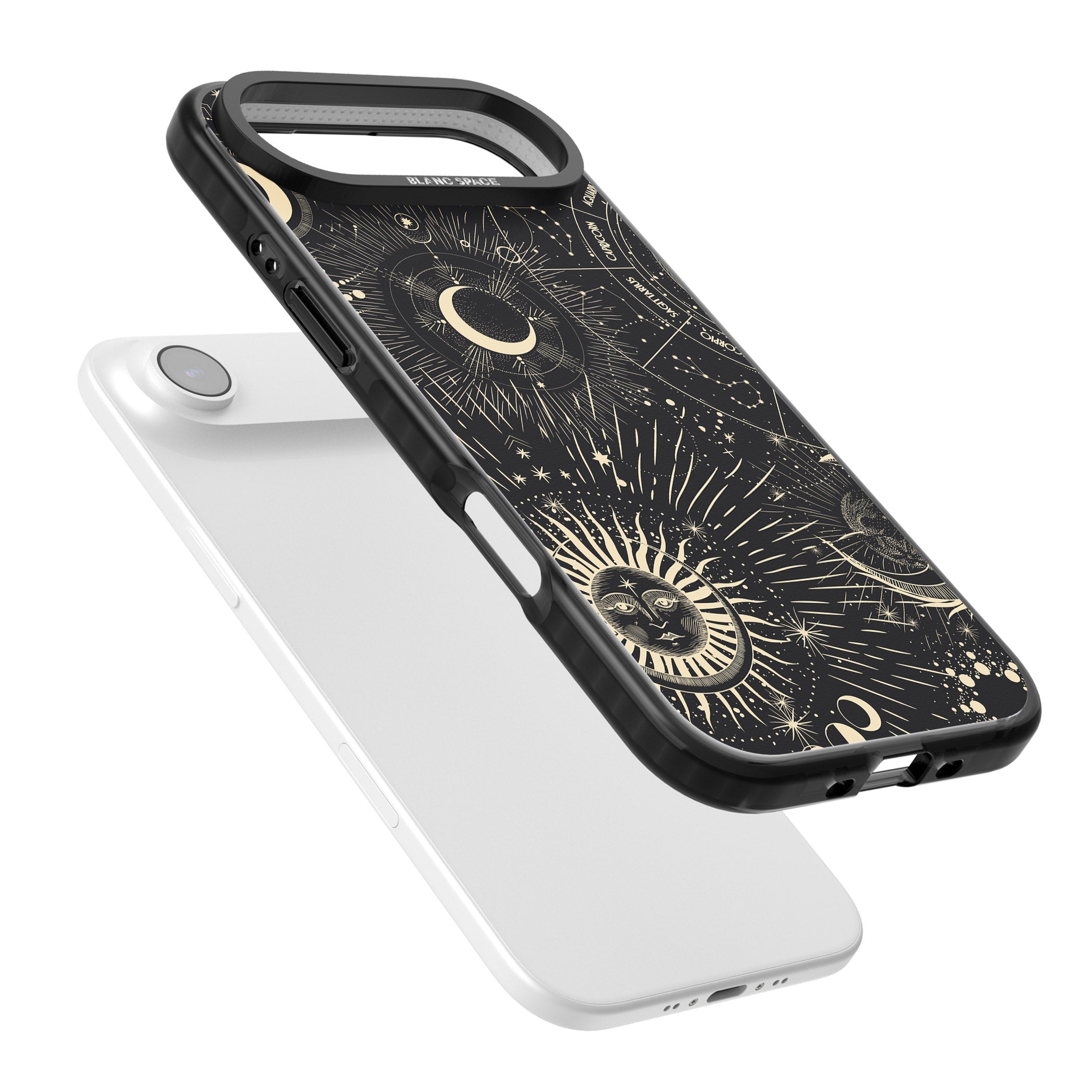 Cosmic Sun & Symbols Zodiac iPhone 17 Air Impact Pro Black Phone Case Colours