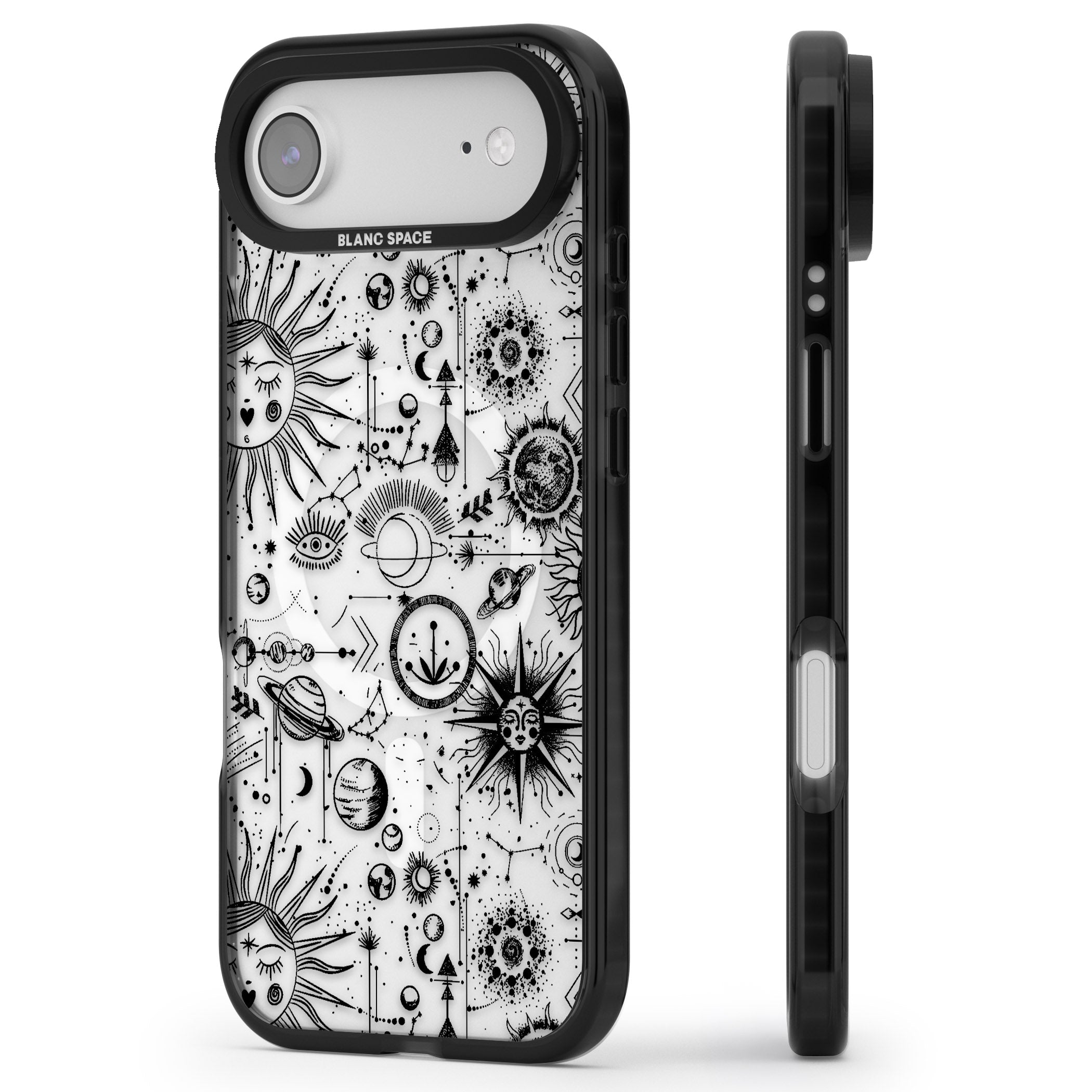 Cosmic Zodiac iPhone 17 Air Impact Pro Black Phone Case Side Profile