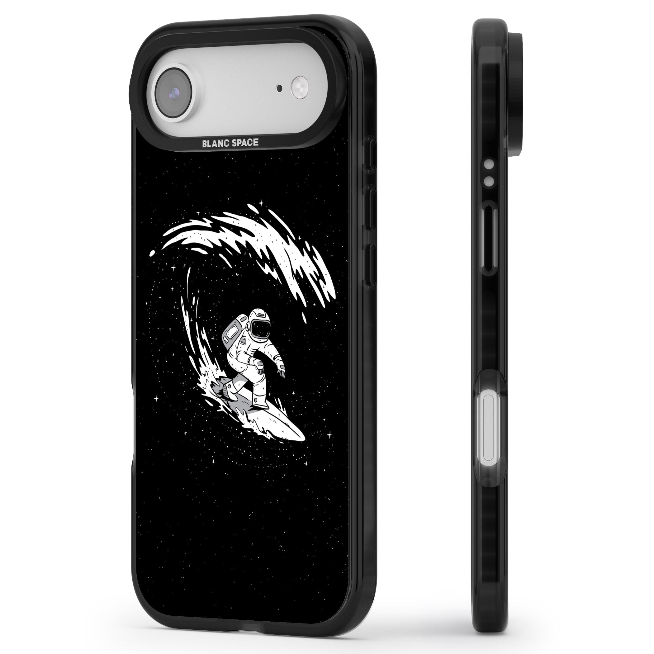 Cosmic Surf iPhone 17 Air Impact Pro Black Phone Case Side Profile