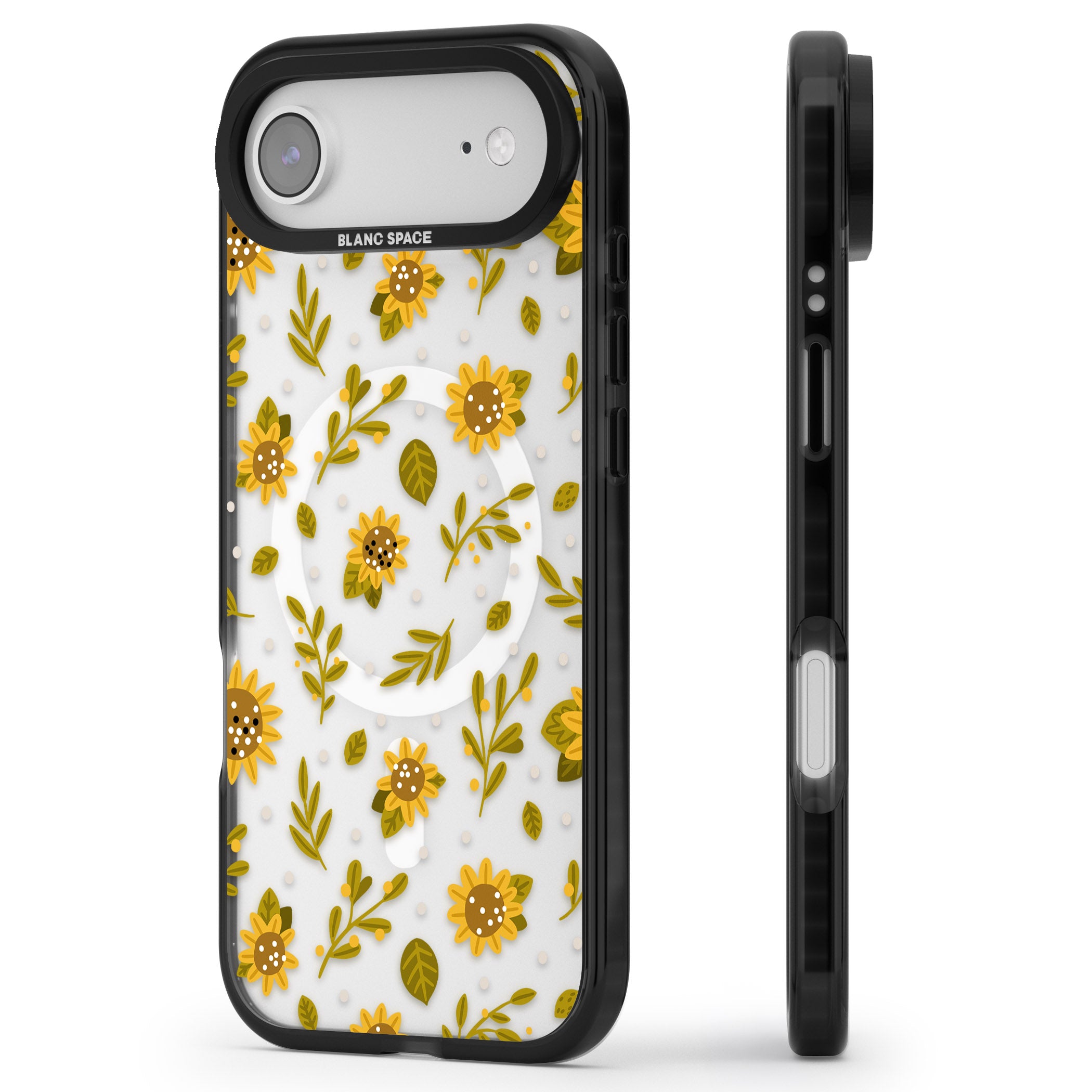 Bees & Sunflowers iPhone 17 Air Impact Pro Black Phone Case Side Profile