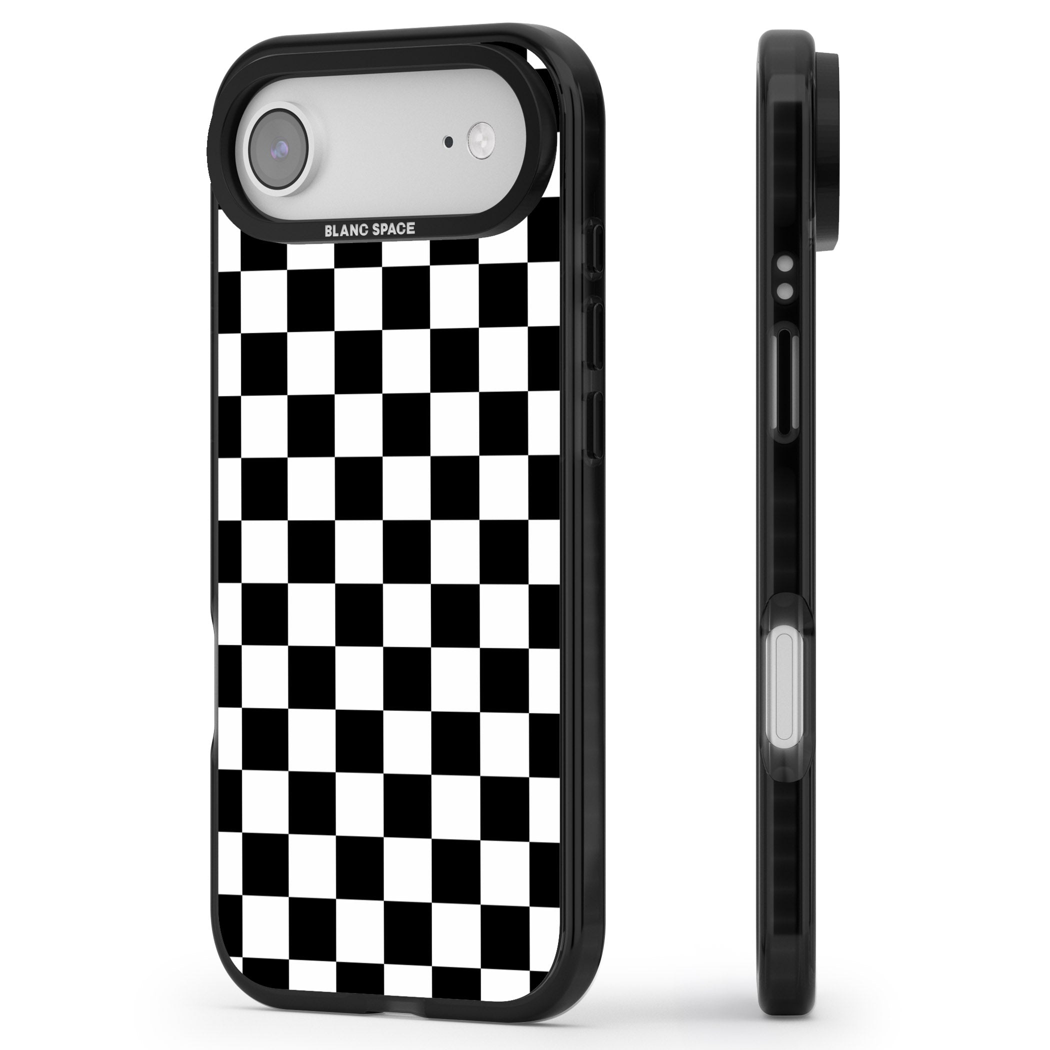 Black Checkered iPhone 17 Air Impact Pro Black Phone Case Side Profile