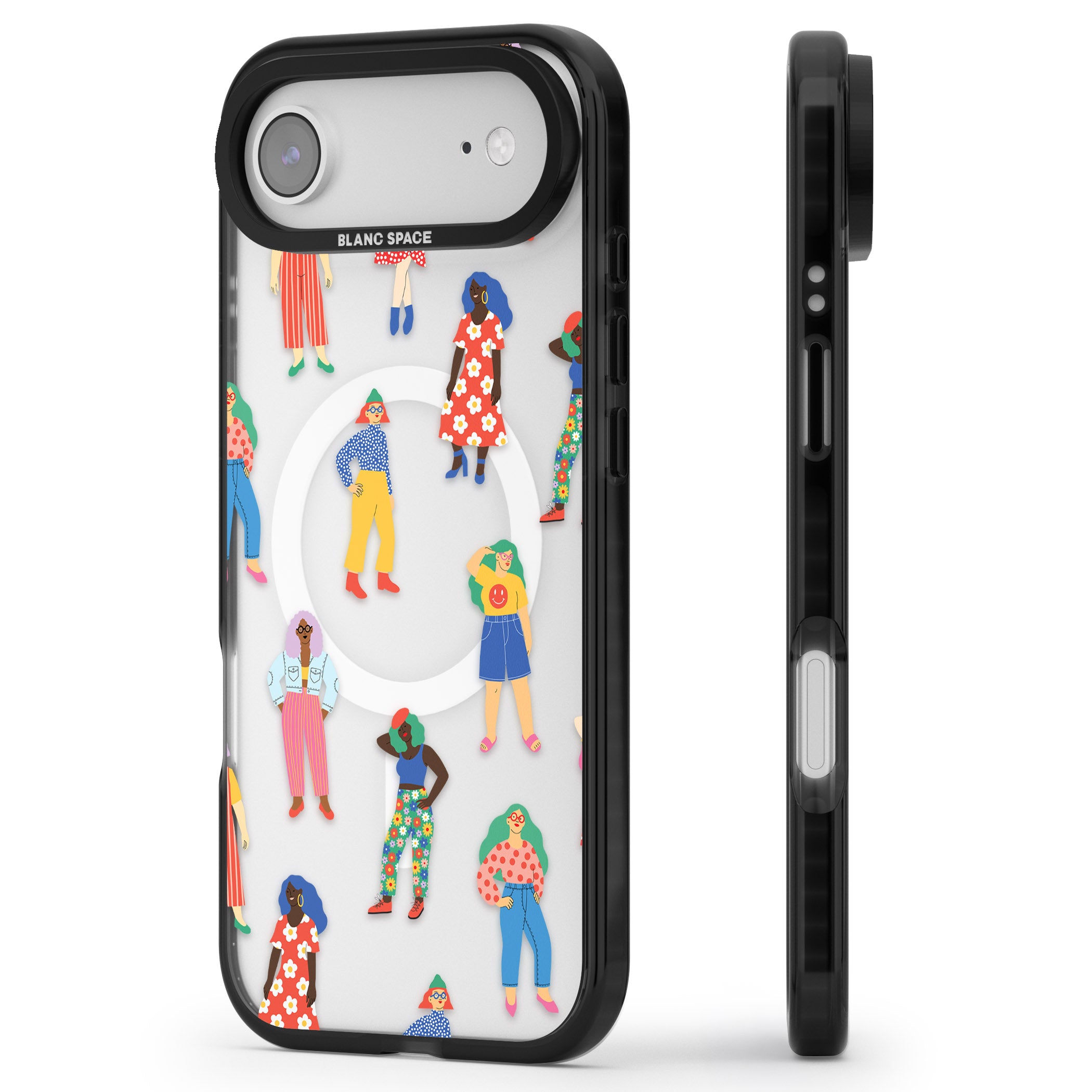 Girls Pattern iPhone 17 Air Impact Pro Black Phone Case Side Profile