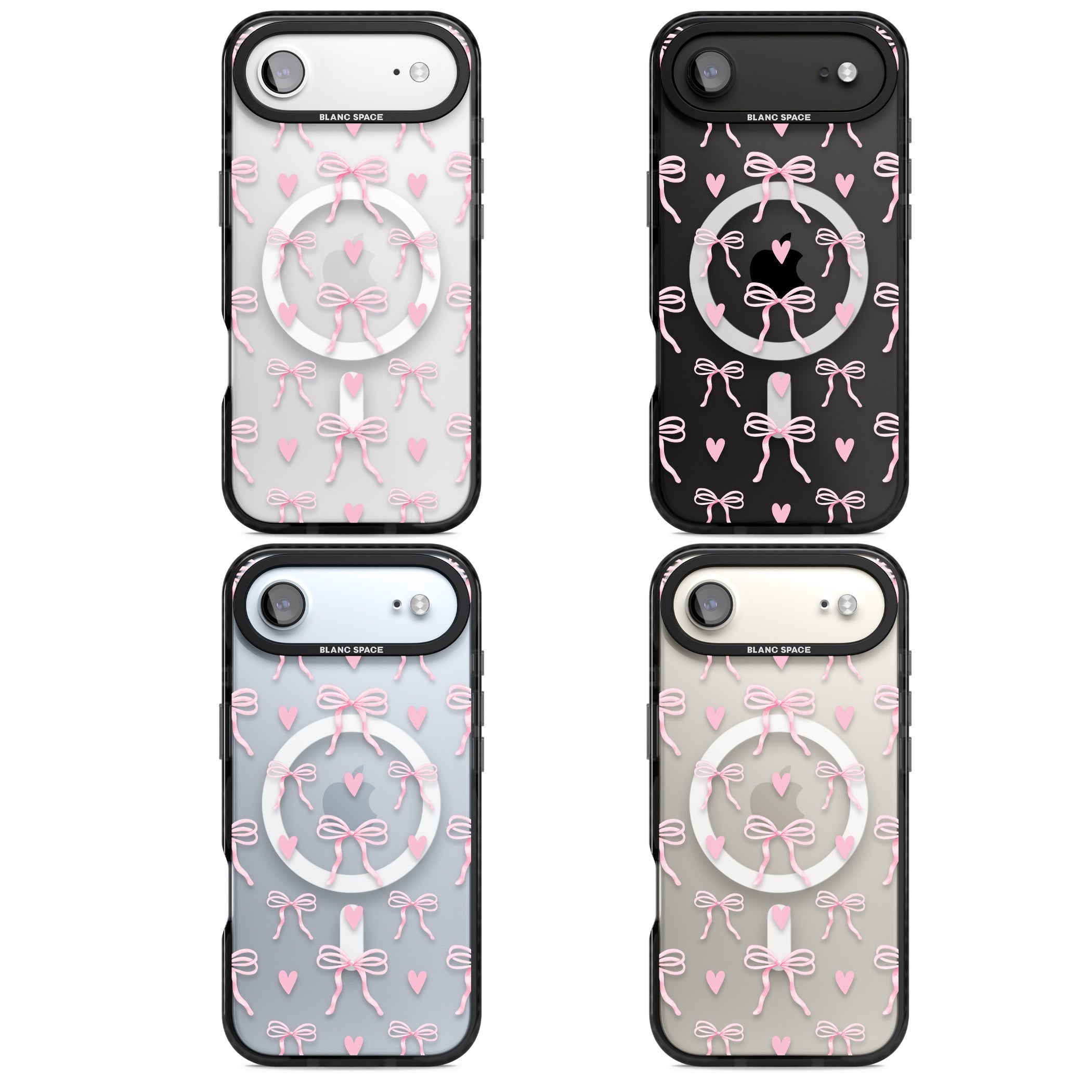 Pink Bows & Hearts iPhone 17 Air Impact Pro Black Phone Case APT Impact Protection