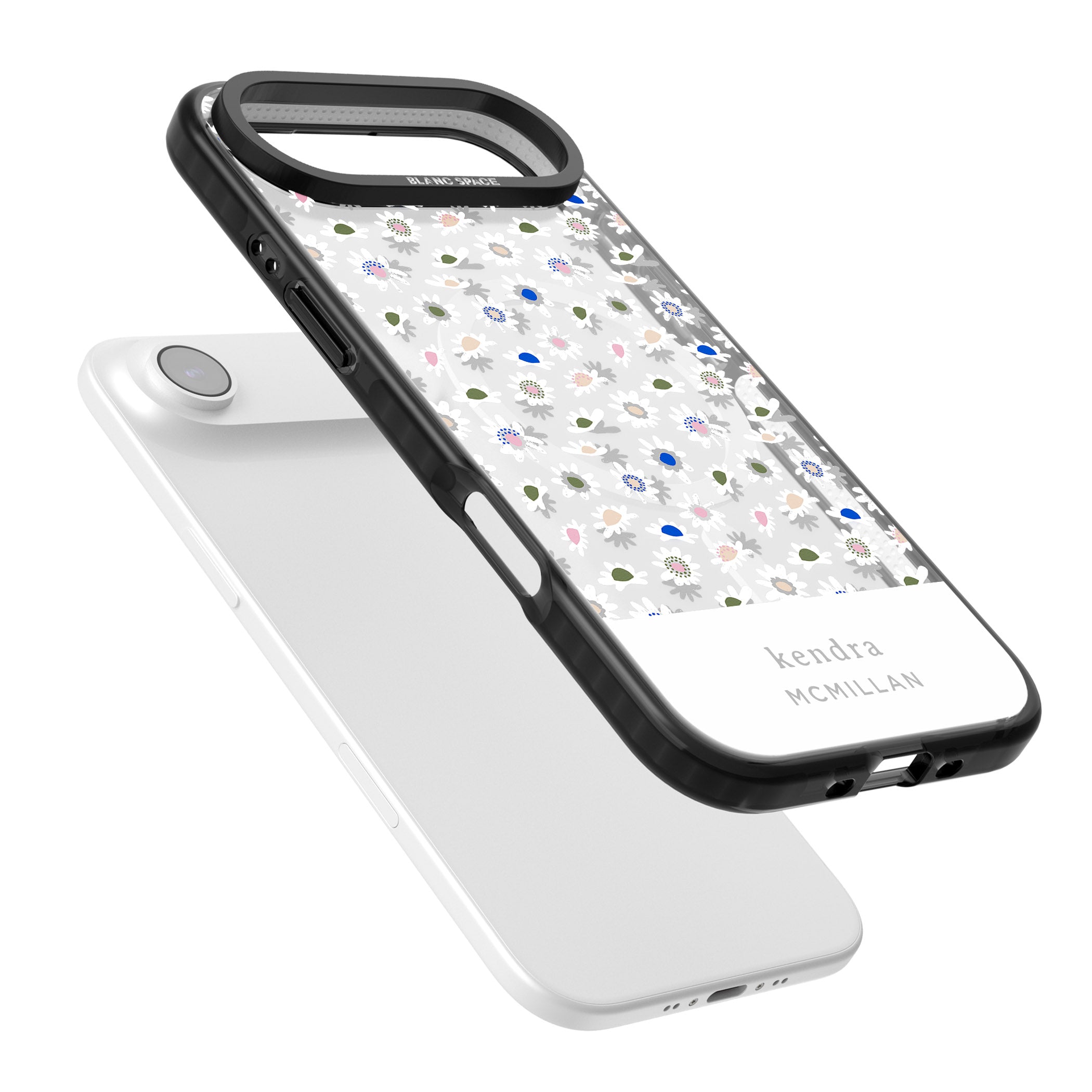 Personalised Grey & White Daisies iPhone 17 Air Impact Pro Black Phone Case Colours