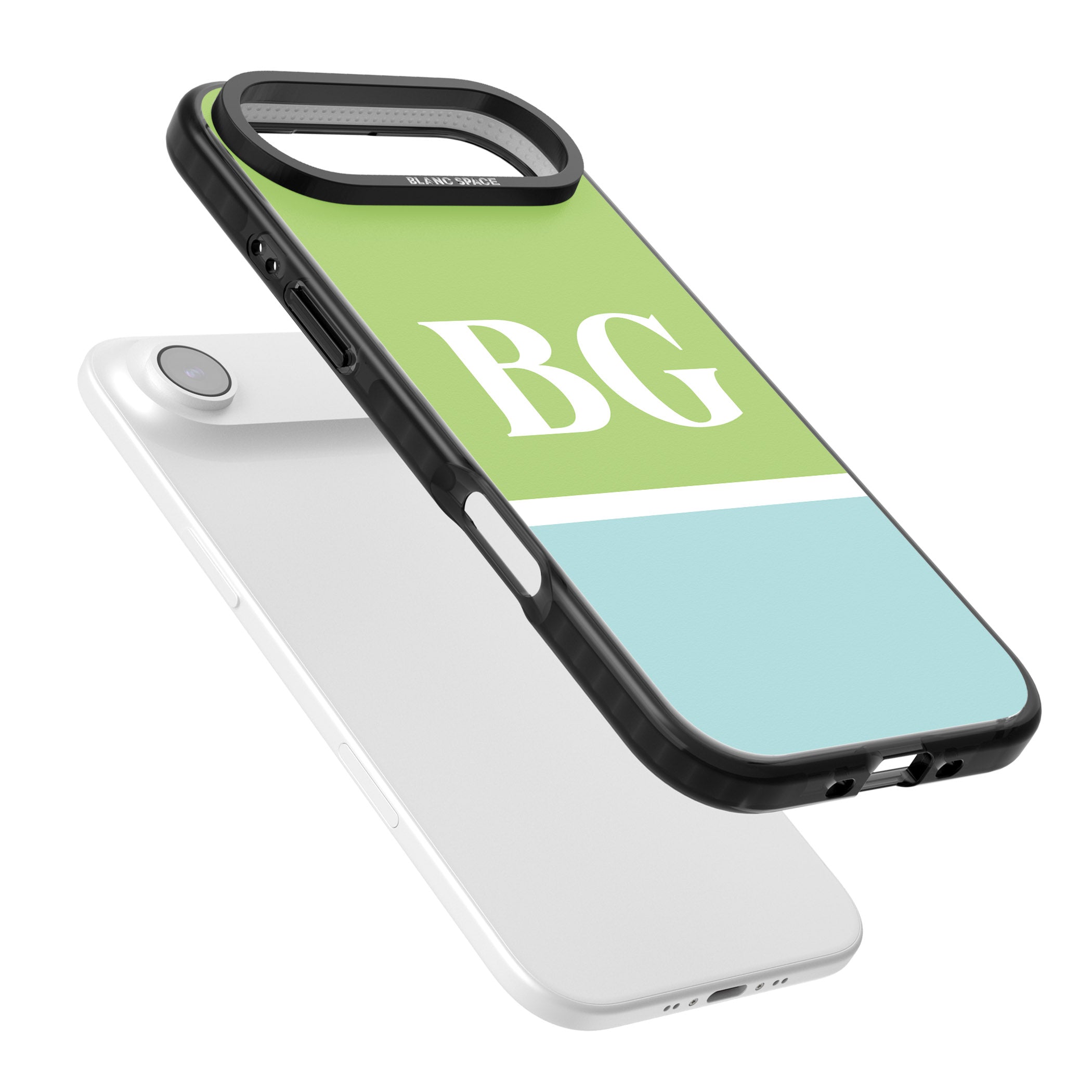 Personalised Colorblock: Green & Turquoise iPhone 17 Air Impact Pro Black Phone Case Colours