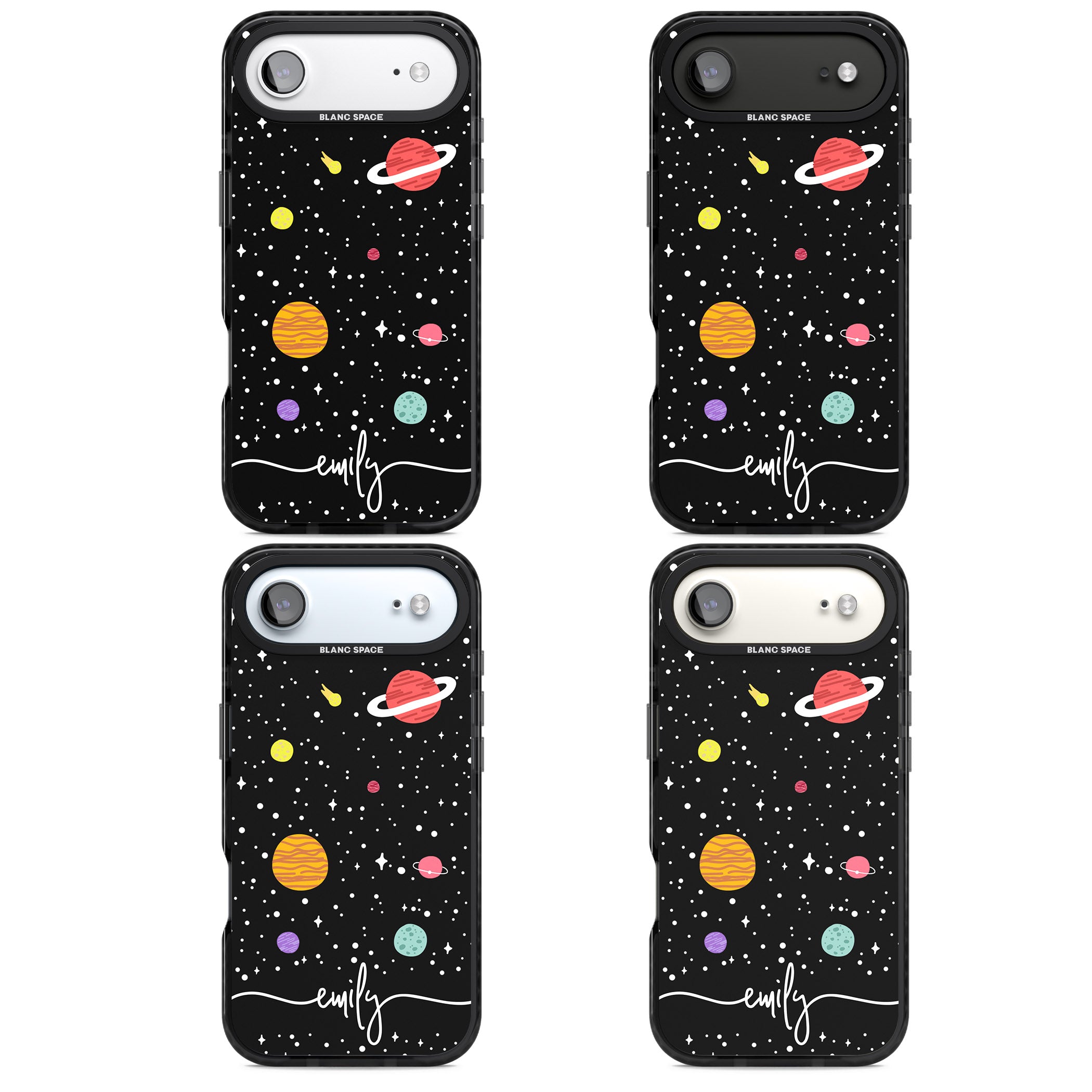 Personalised Cute Cartoon Planet iPhone 17 Air Impact Pro Black Phone Case APT Impact Protection