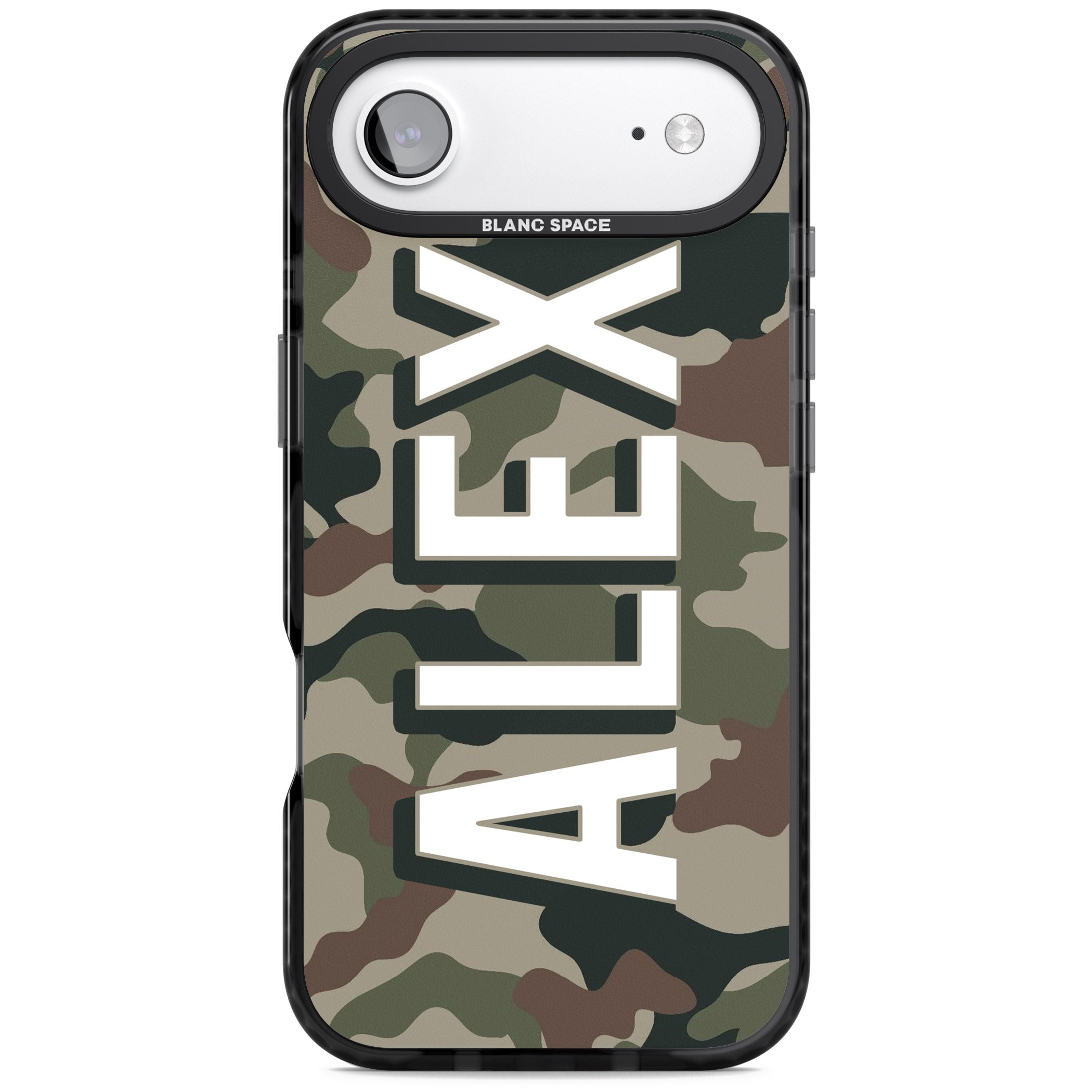 Personalised Classic Green Camo iPhone 17 Air Impact Pro Black Phone Case