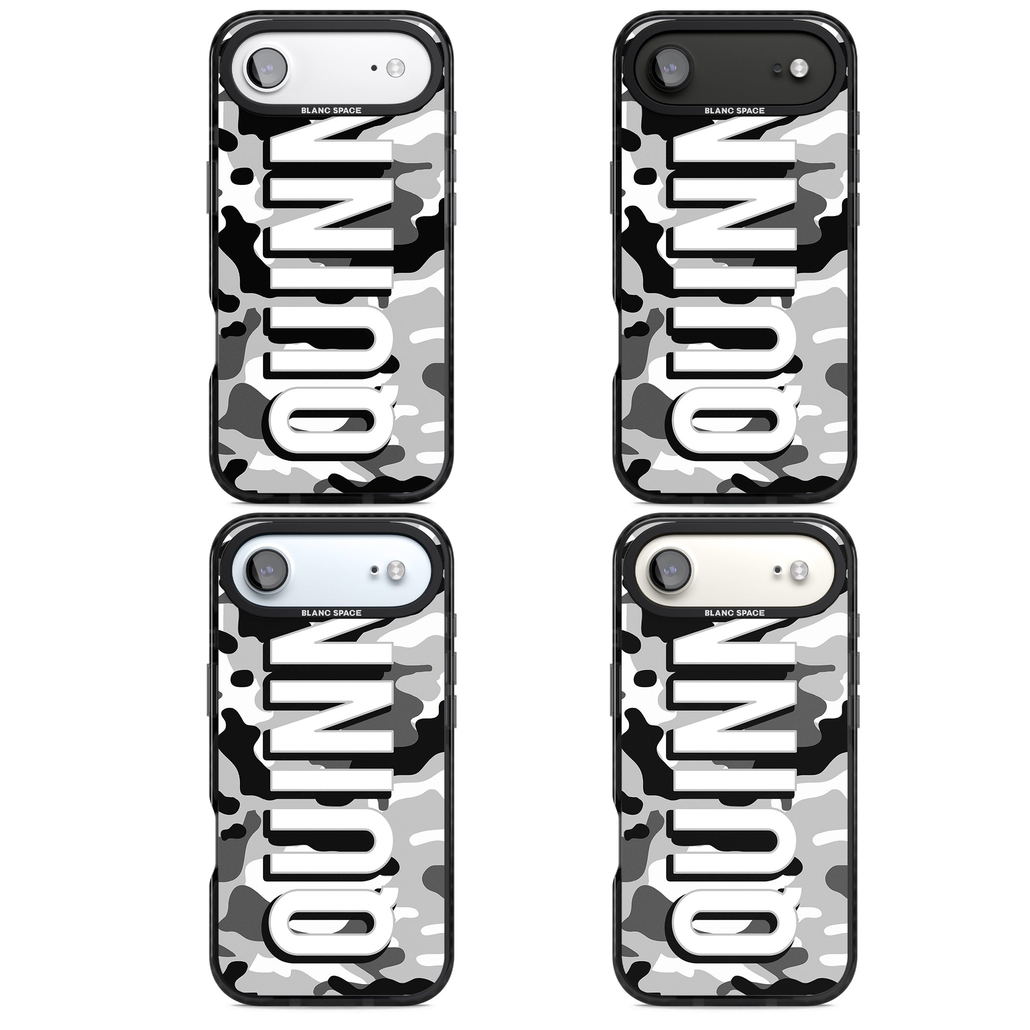 Personalised Greyscale Camo iPhone 17 Air Impact Pro Black Phone Case APT Impact Protection