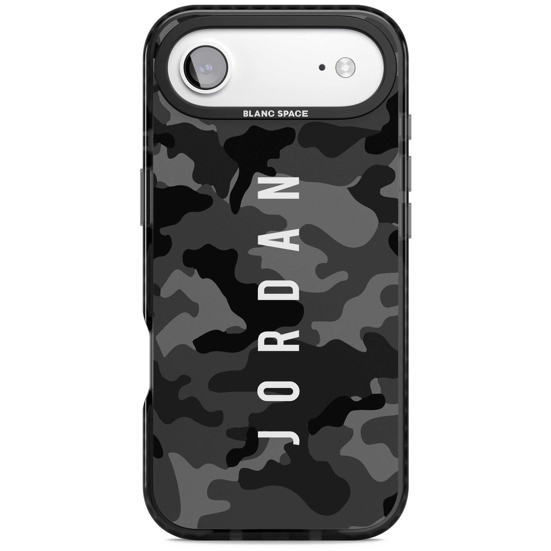 Personalised Black Camouflage Name iPhone 17 Air Impact Pro Black Phone Case
