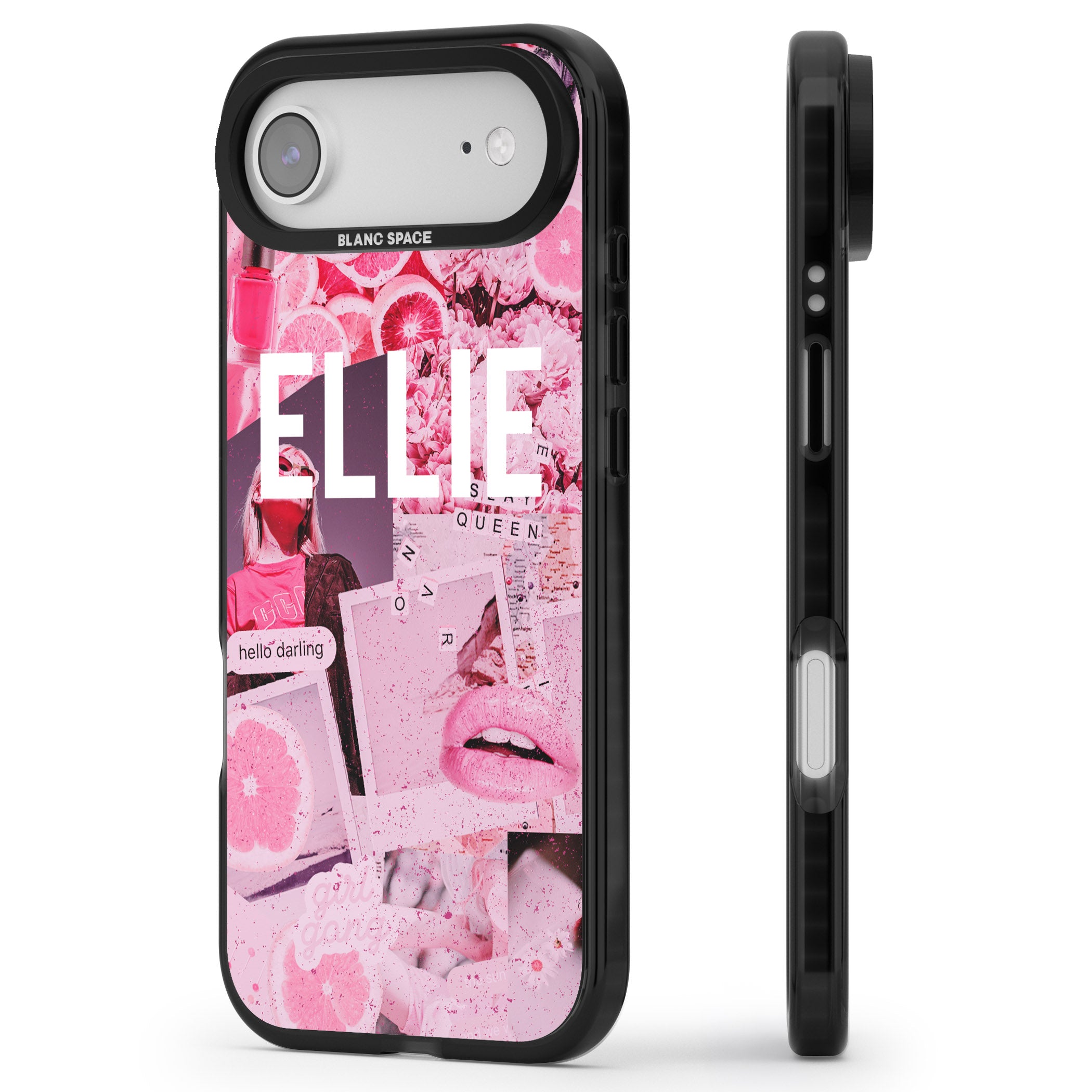 Personalised Sweet Pink Collage iPhone 17 Air Impact Pro Black Phone Case Side Profile