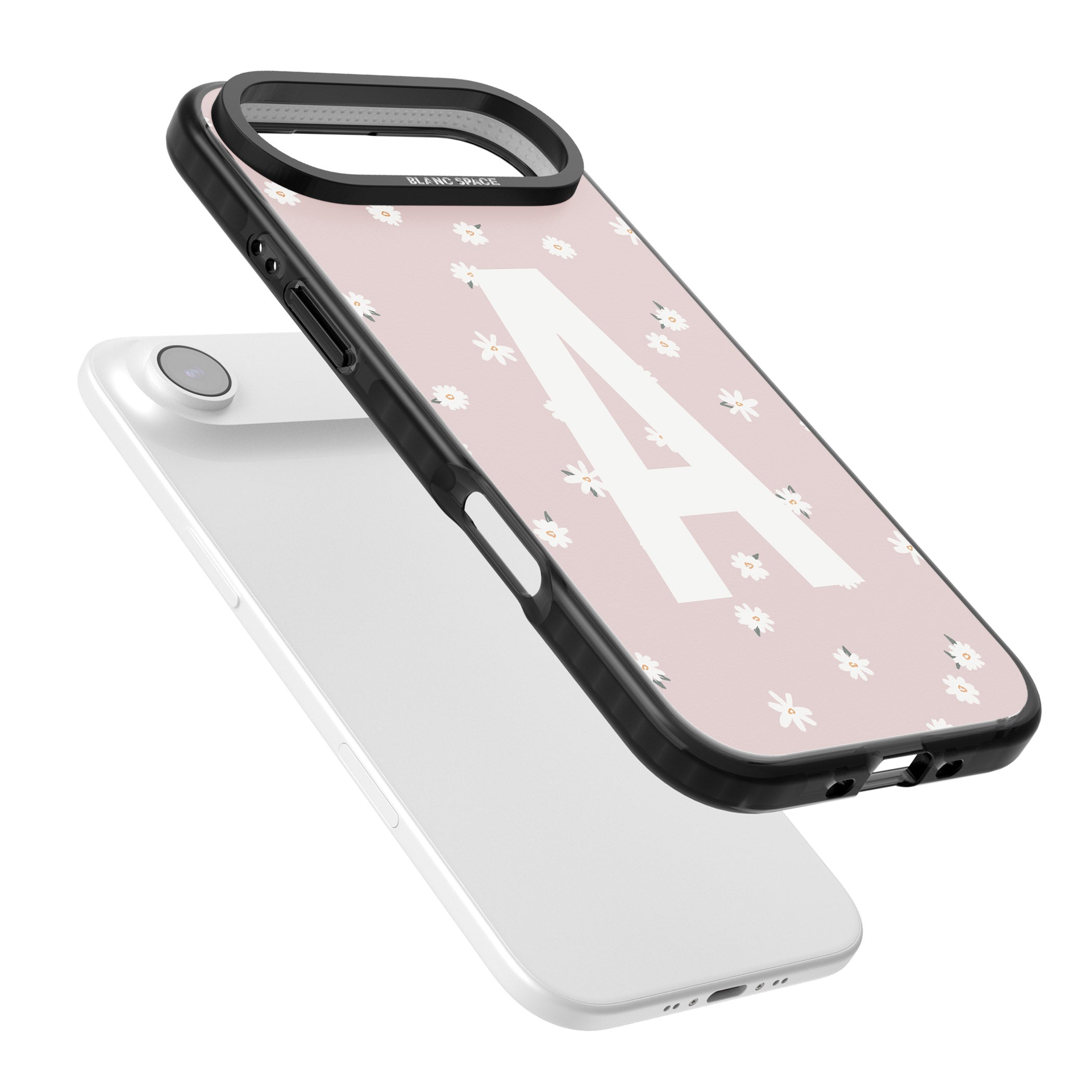 Personalised Pink Daisy Initial iPhone 17 Air Impact Pro Black Phone Case Colours