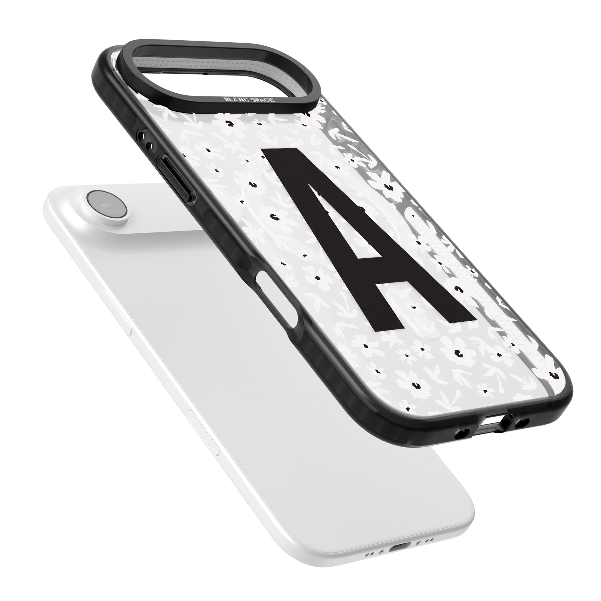 Personalised Bold Initial Floral iPhone 17 Air Impact Pro Black Phone Case Colours