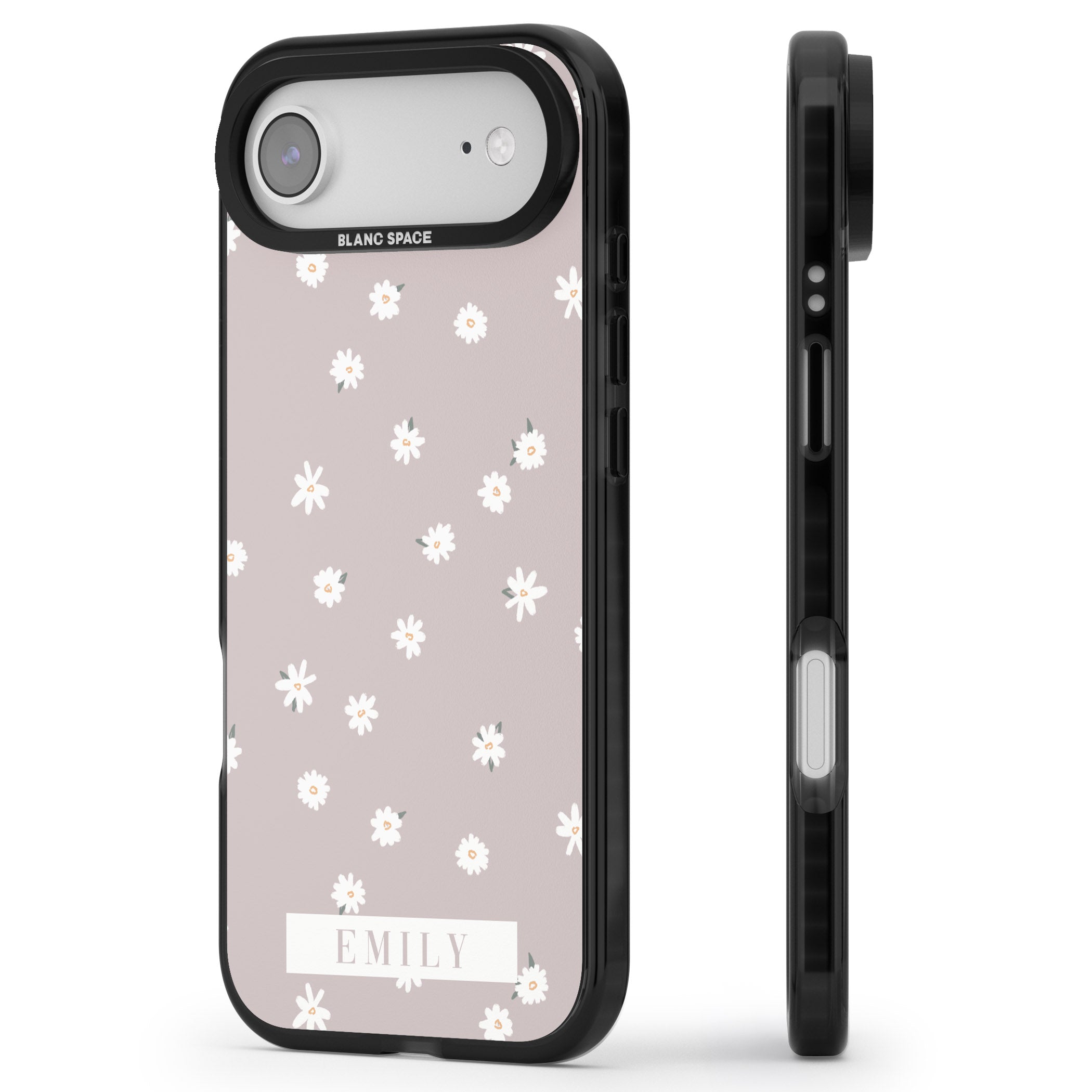 Personalised Dusty Daisy iPhone 17 Air Impact Pro Black Phone Case Side Profile