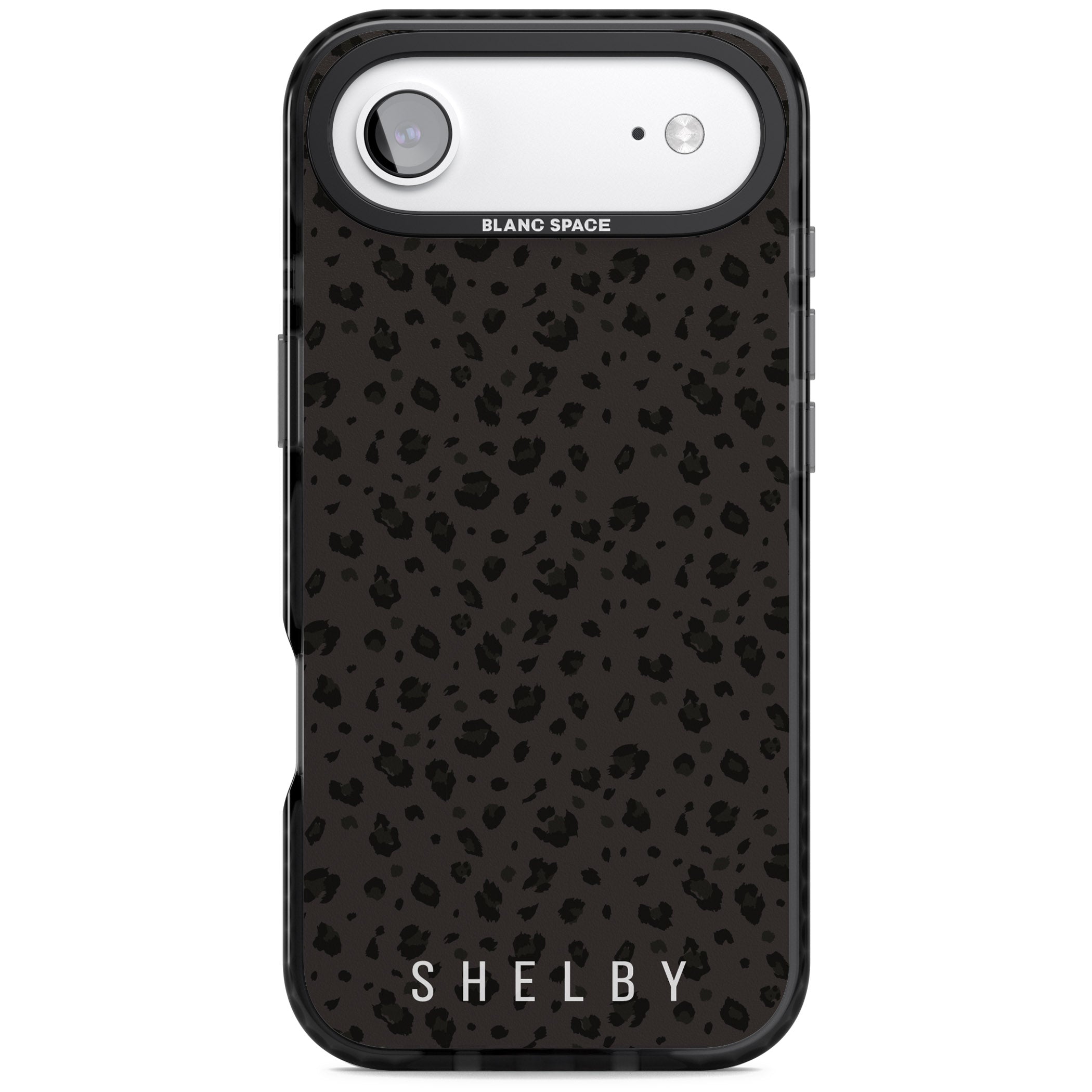 Personalised Dark Leopard Lettering iPhone 17 Air Impact Pro Black Phone Case