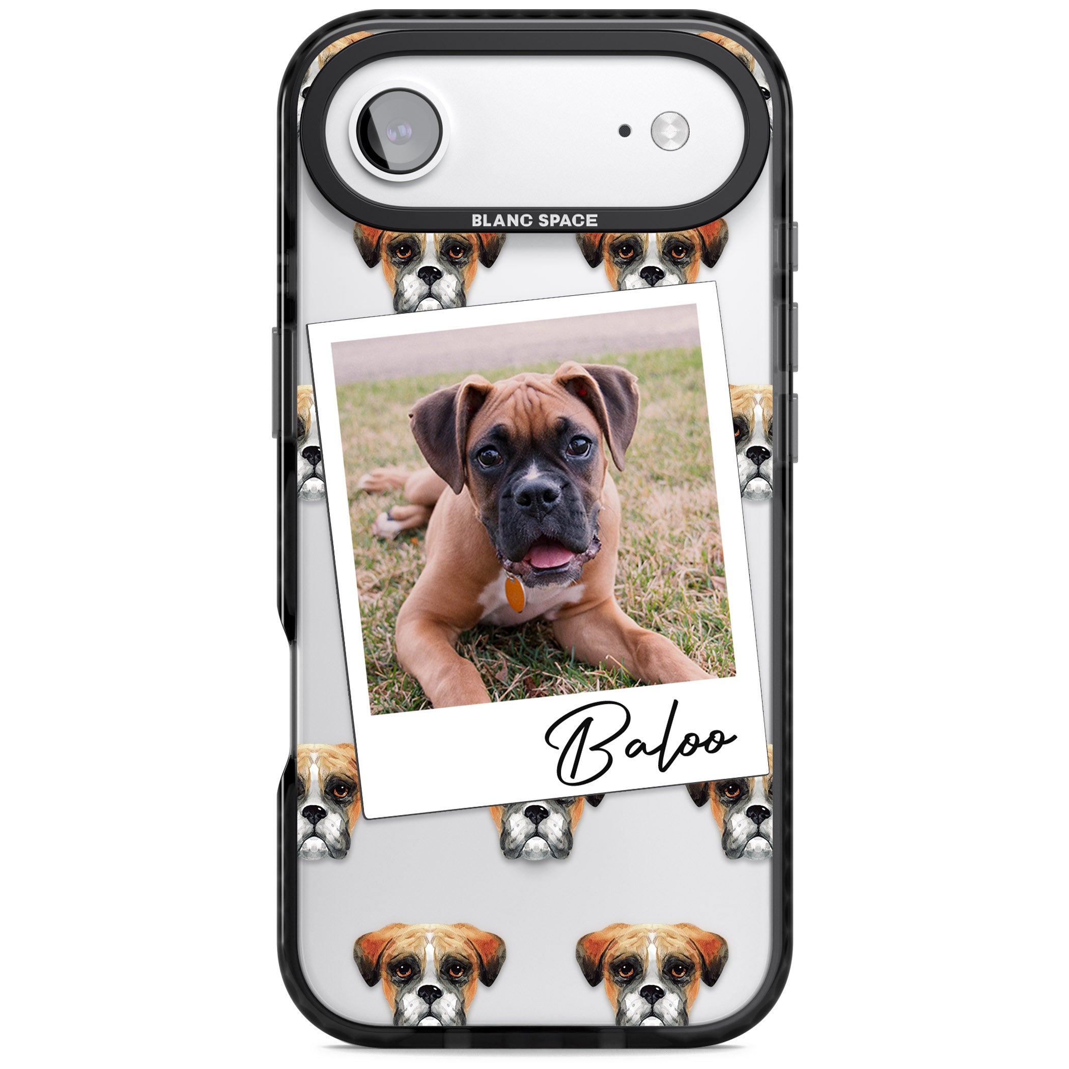 Personalised Boxer Instant Camera Photo iPhone 17 Air Impact Pro Black Phone Case