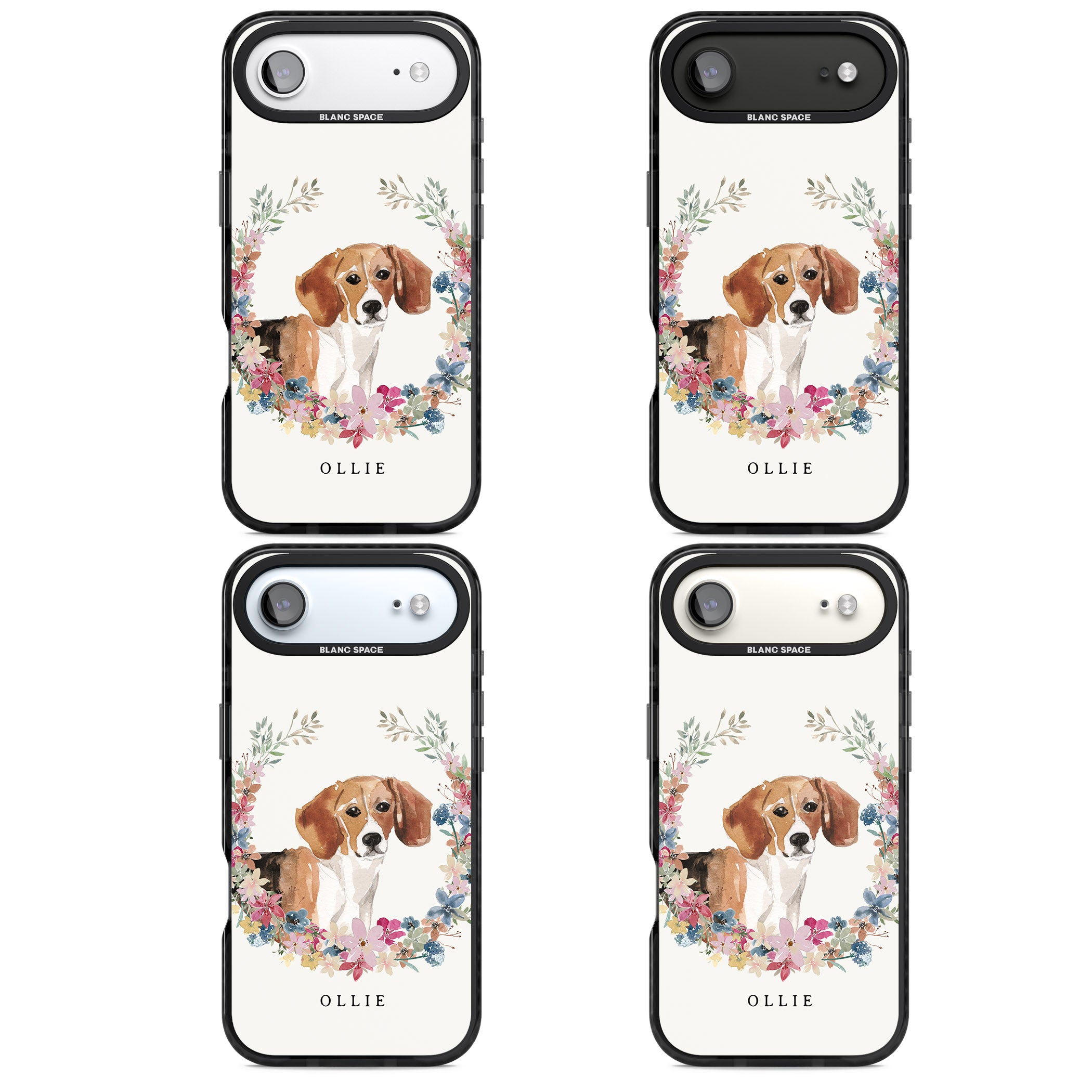 Personalised Beagle Floral Portrait iPhone 17 Air Impact Pro Black Phone Case APT Impact Protection