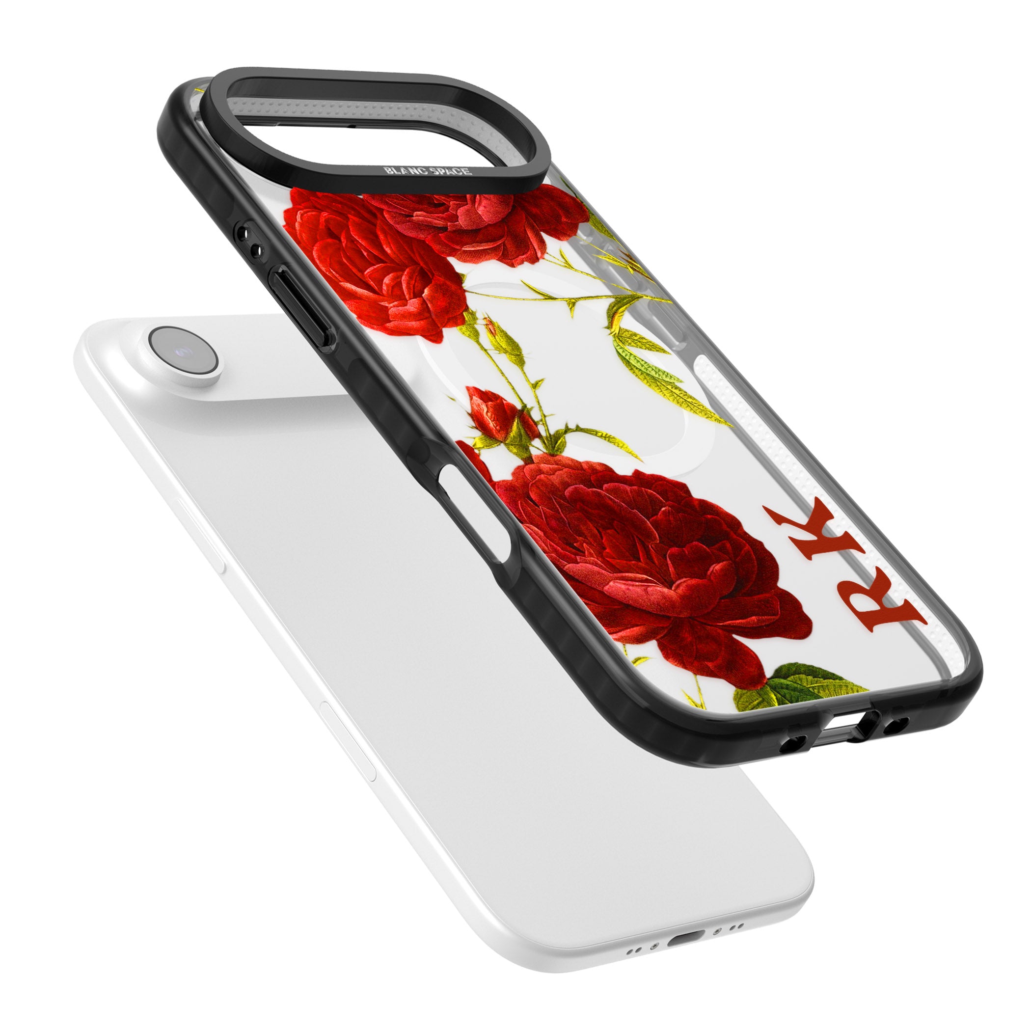 Personalised Vintage Floral Red Roses iPhone 17 Air Impact Pro Black Phone Case Colours