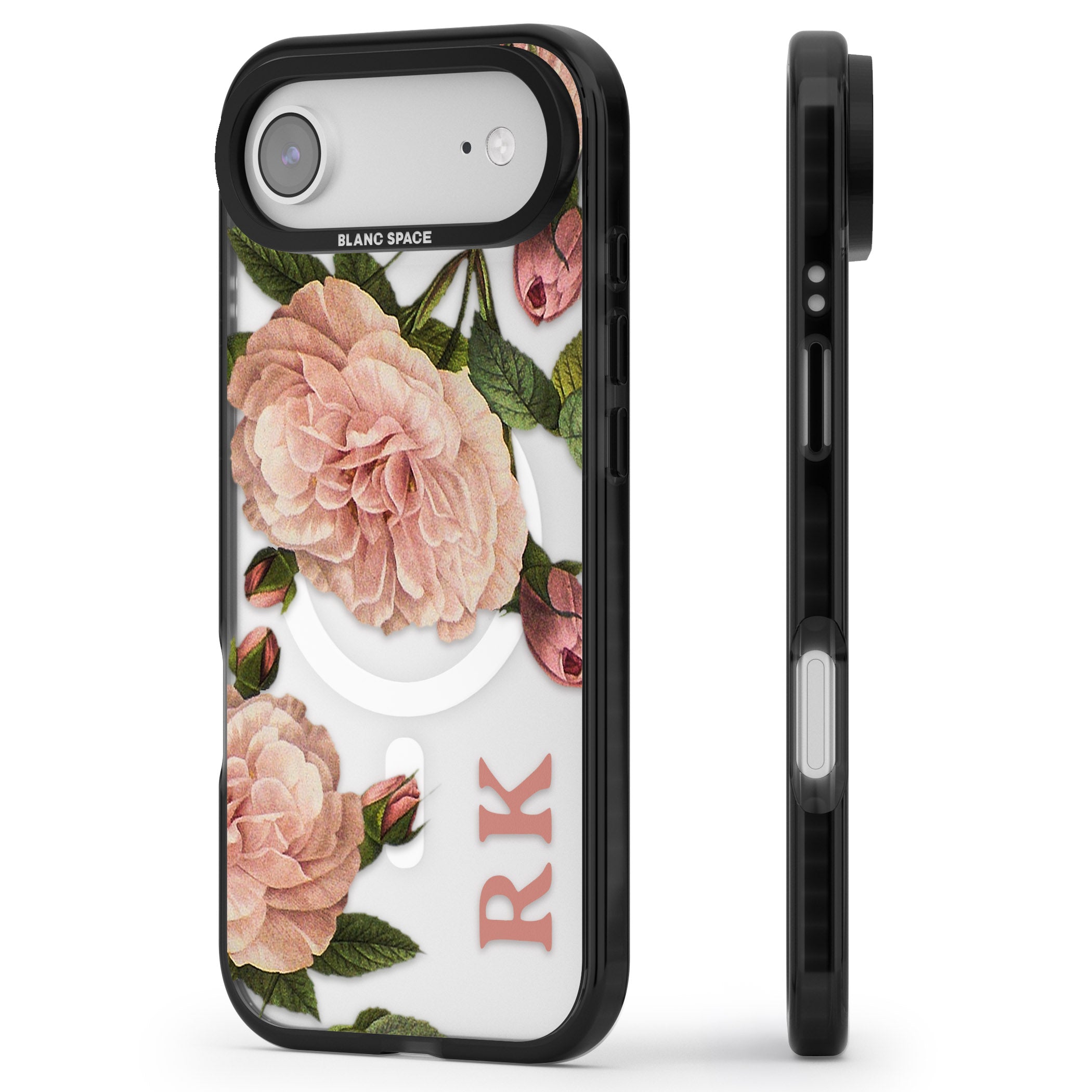 Personalised Vintage Floral iPhone 17 Air Impact Pro Black Phone Case Side Profile