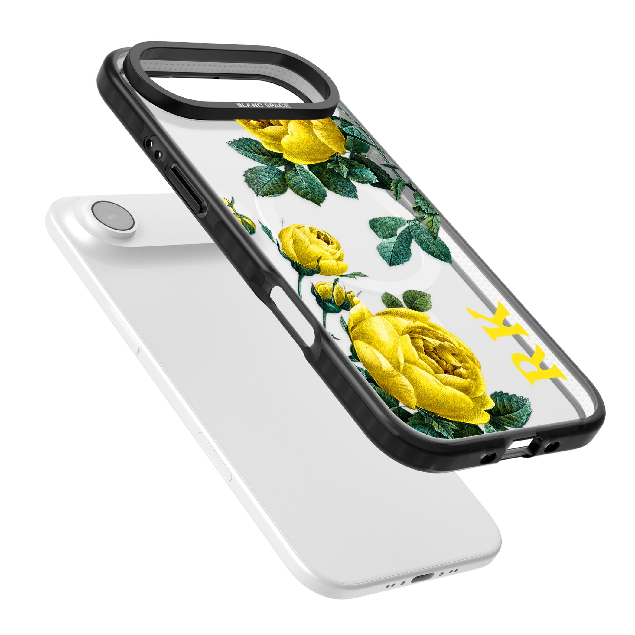 Personalised Vintage Floral Yellow Roses iPhone 17 Air Impact Pro Black Phone Case Colours