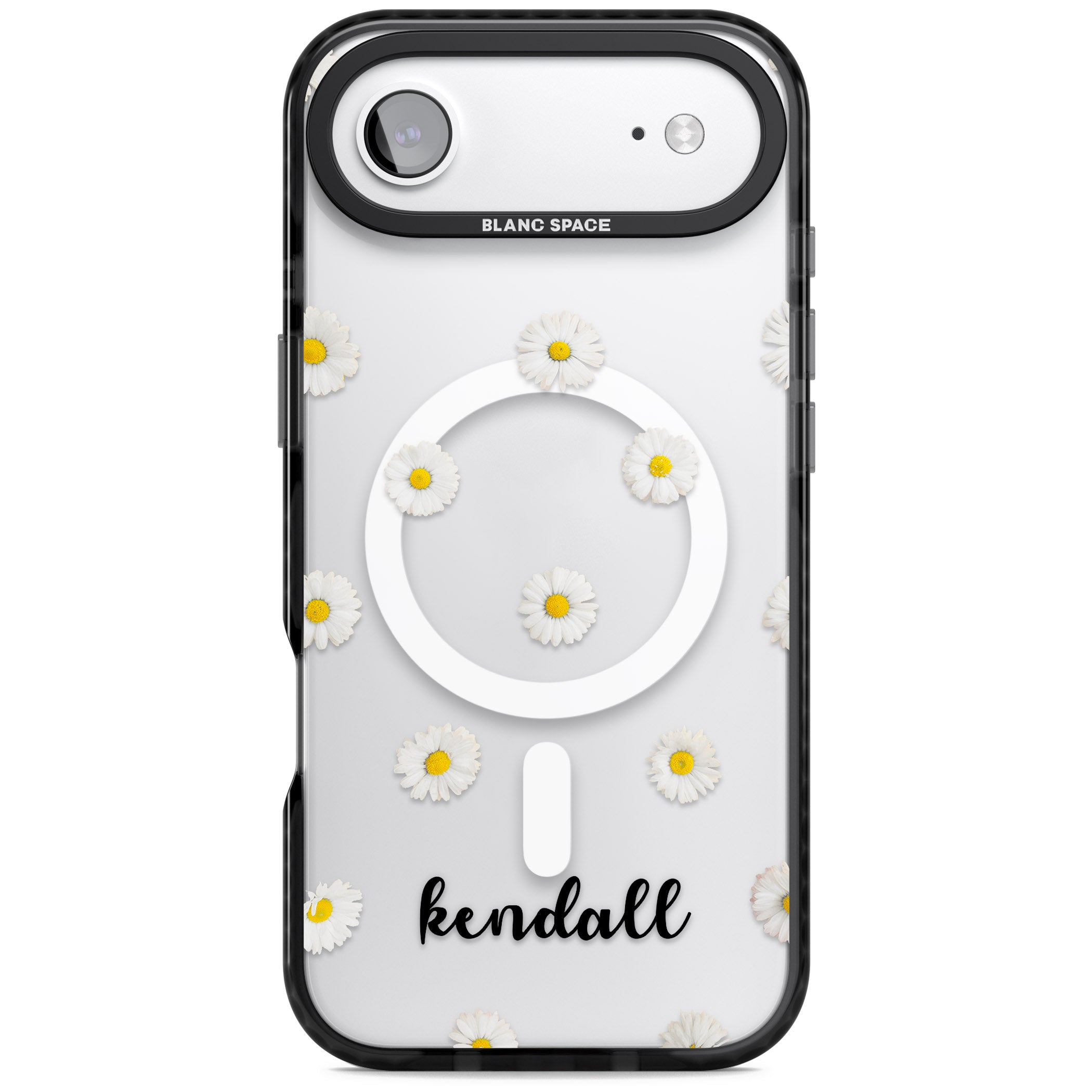 Personalised White Daisies & Cursive iPhone 17 Air Impact Pro Black Phone Case