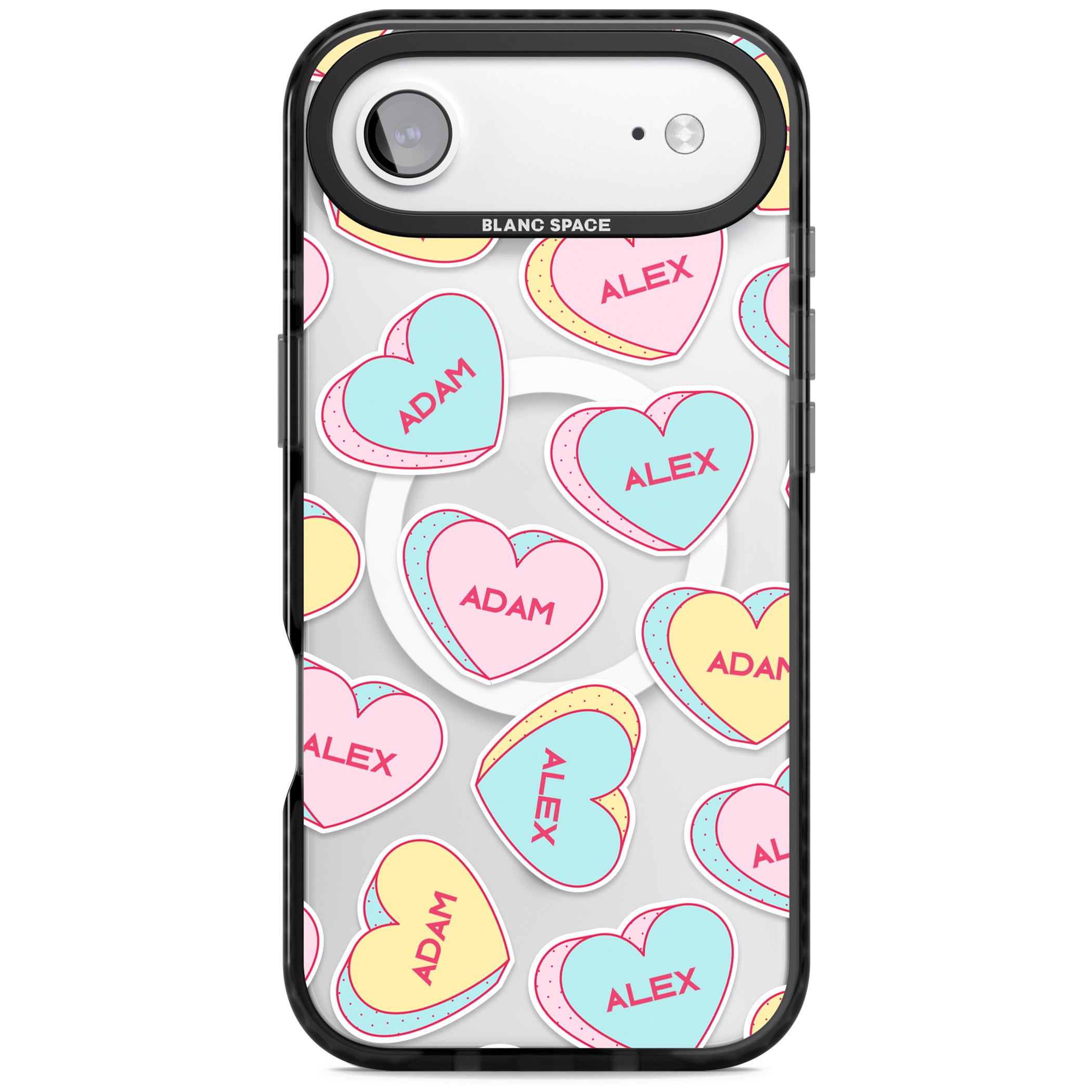 Personalised Love Hearts iPhone 17 Air Impact Pro Black Phone Case