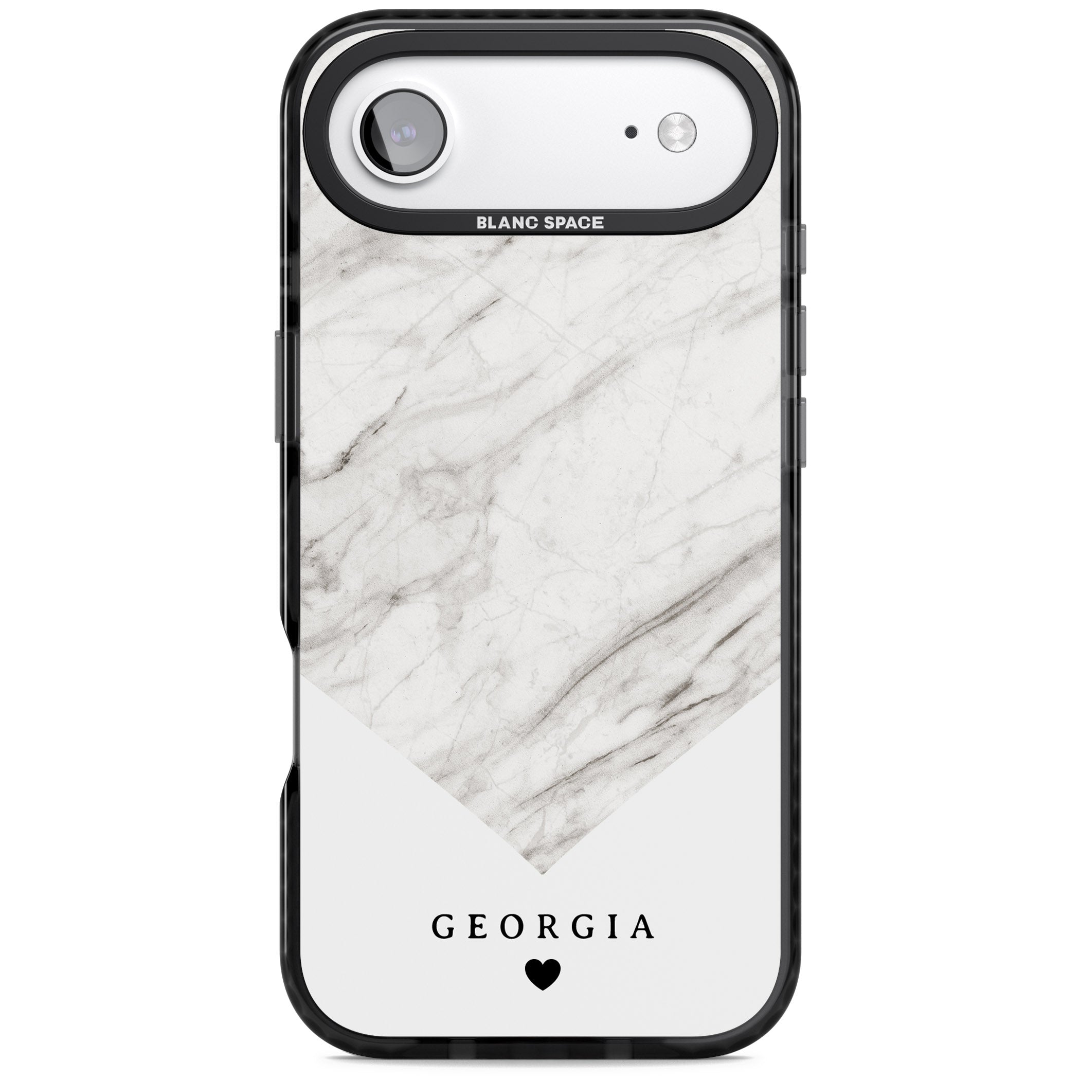 Personalised White Marble iPhone 17 Air Impact Pro Black Phone Case