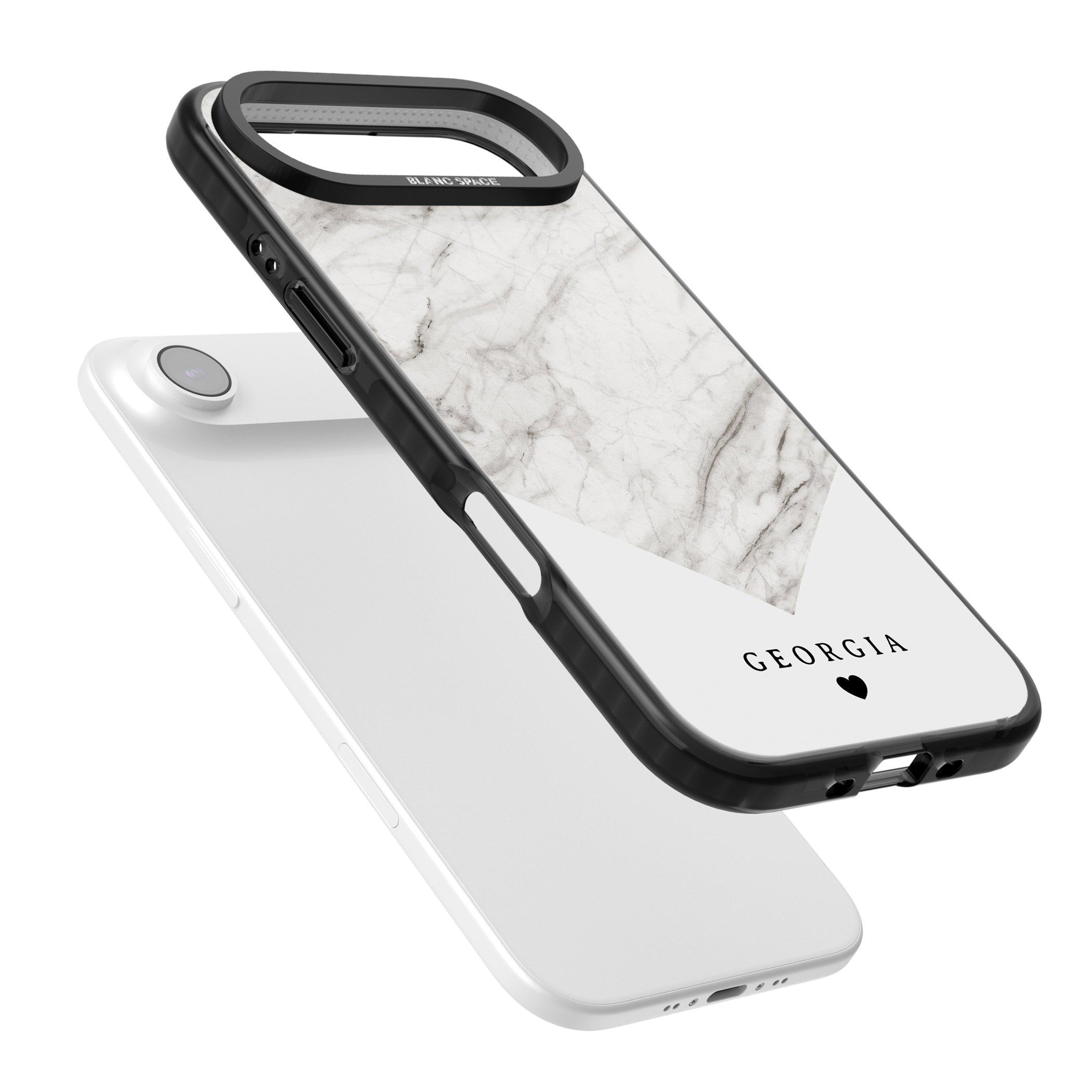 Personalised White Marble iPhone 17 Air Impact Pro Black Phone Case Colours
